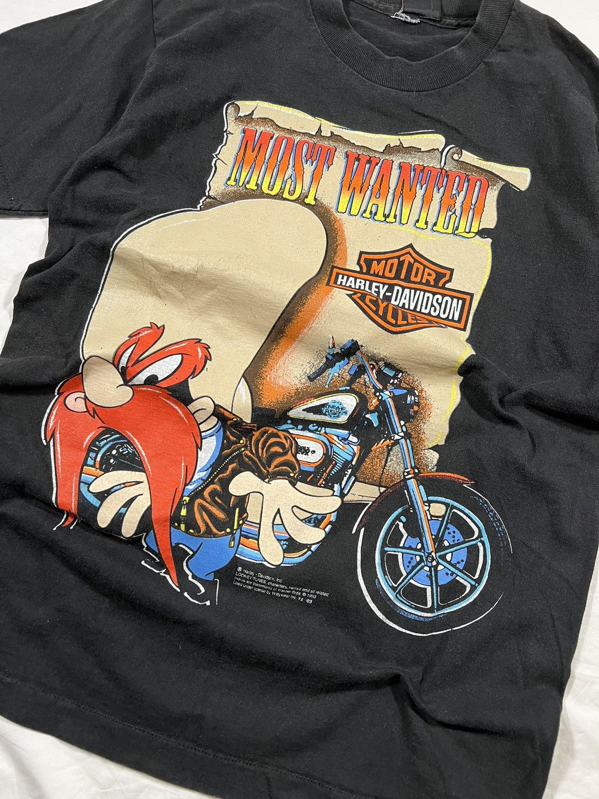 Harley Davidson Vintage 90s Harley Davidson Looney Tunes Single Stitch Tee Size US L / EU 52-54 / 3 - 2 Thumbnail