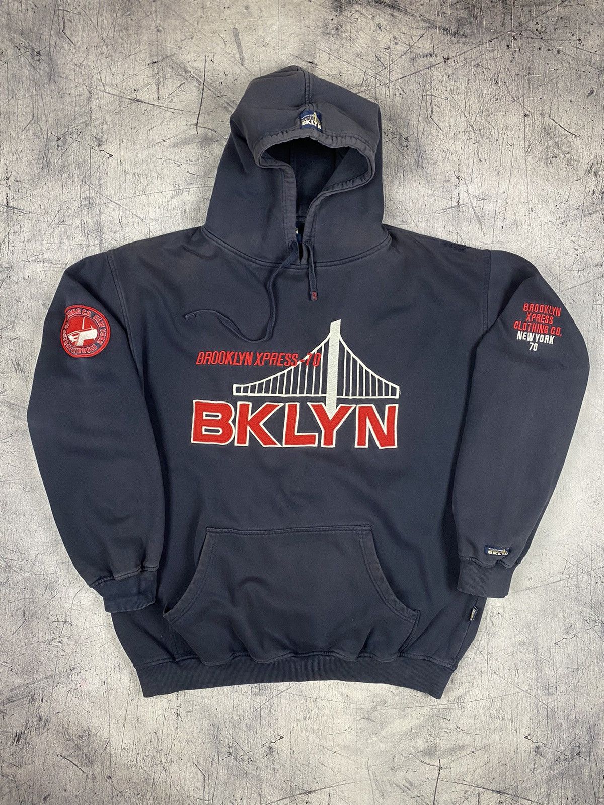 Vintage Vintage 90s Brooklyn New York Distressed Rap Hoodie Size US XXL / EU 58 / 5 - 2 Thumbnail