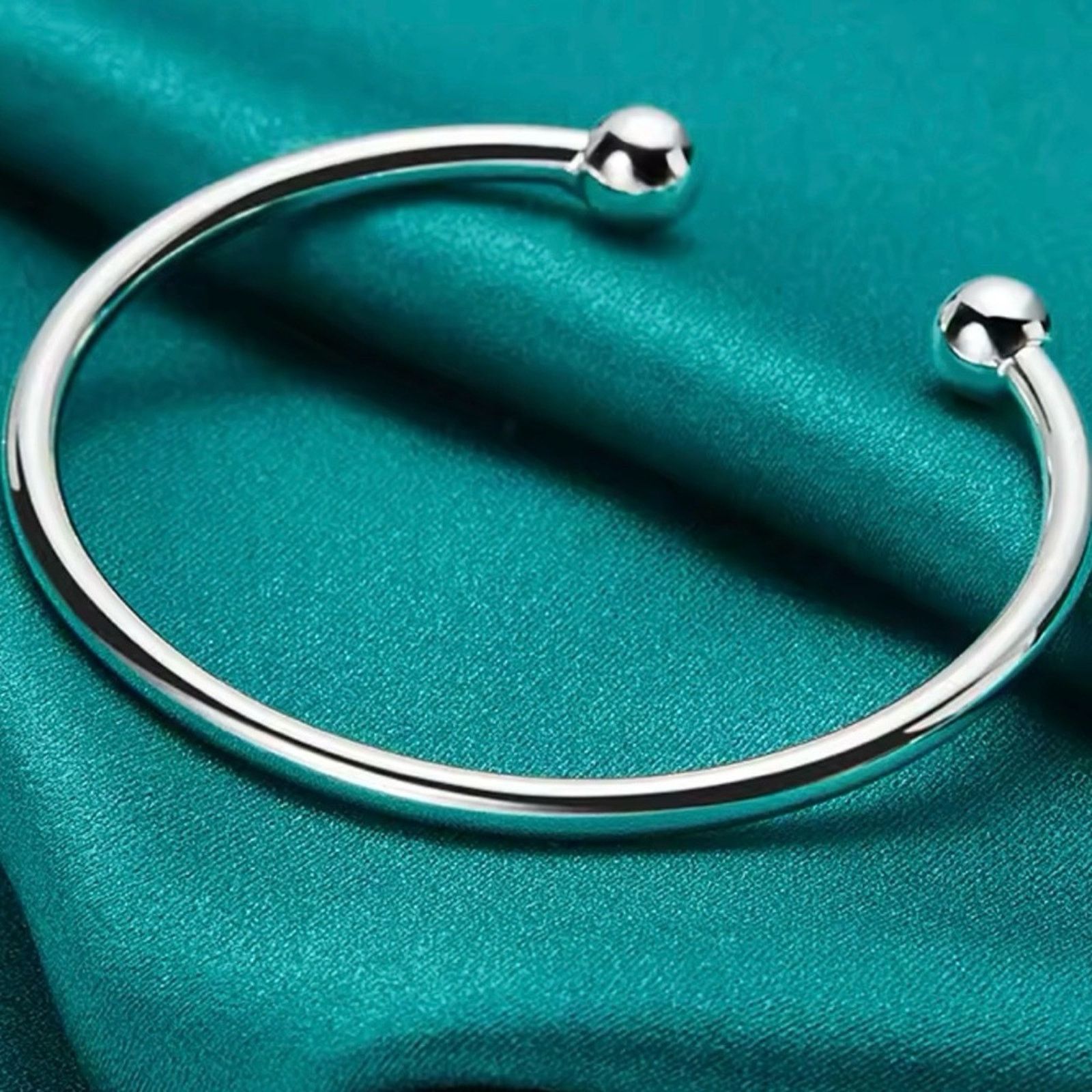 Other Sterling Silver 4mm Smooth Solid Bead Bracelet Cufflinks Size ONE SIZE - 2 Thumbnail