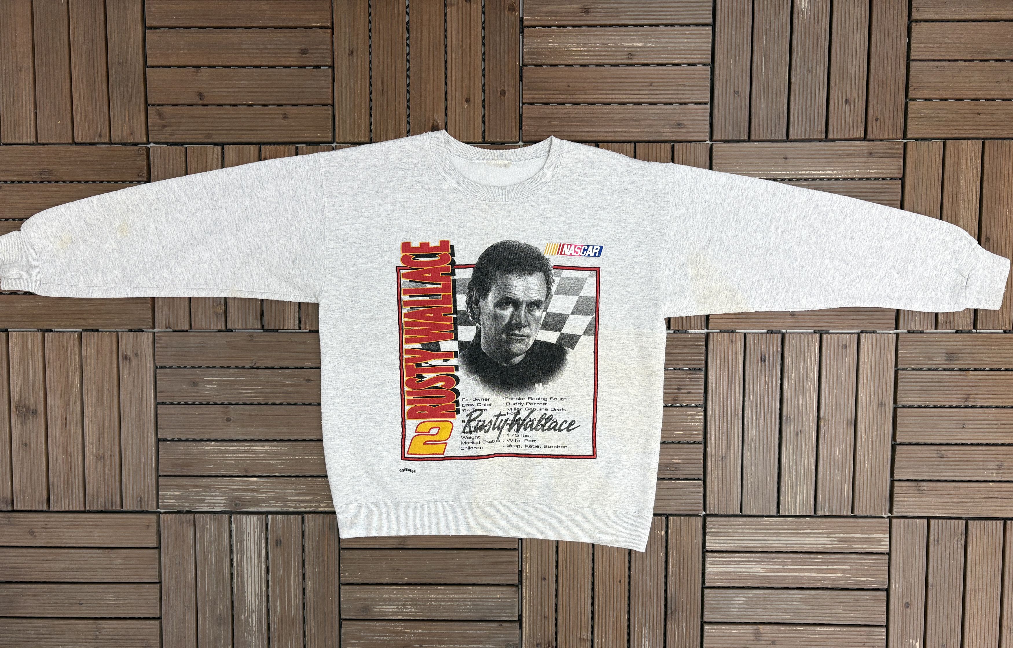 Vintage Rusty Wallace NASCAR Vintage Grey Crewneck Sweater Size US L / EU 52-54 / 3 - 4 Thumbnail