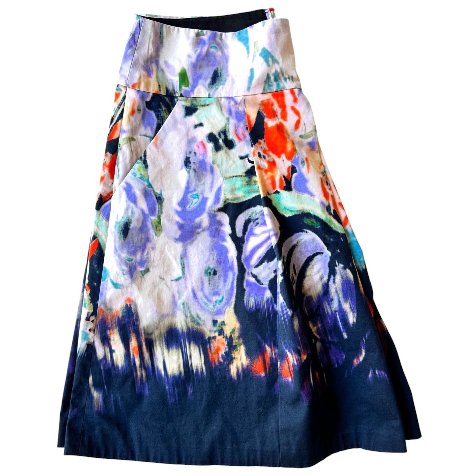 Elie Tahari × Nordstrom Elie Tahari Nordstrom Watercolor Skirt Size 12 A Line Zip Size 32" / US 10 / IT 46 - 4 Thumbnail