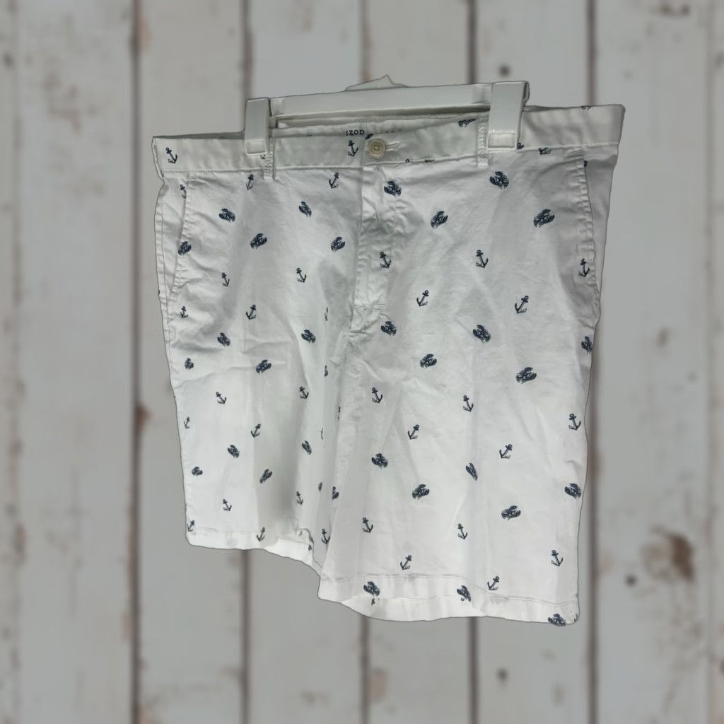 Izod IZOD Saltwater Stretch Chino Shorts Men’s Size 38 White Nautical Geometric Size US 38 / EU 54 - 1 Thumbnail