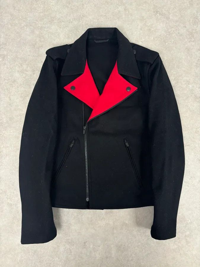 agnes b. Agnes b Black Wool Contrast Collar Perfecto Jacket Size US M / EU 48-50 / 2 - 1 Thumbnail