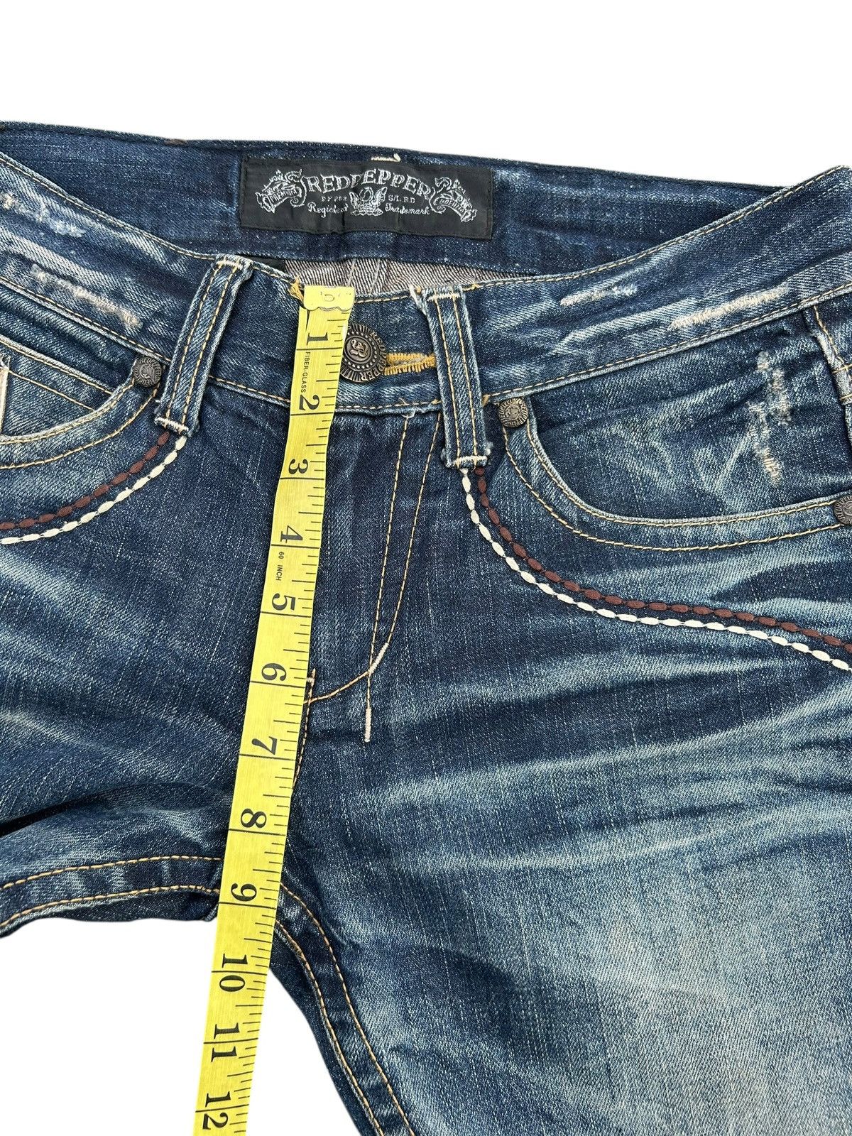 If Six Was Nine Red Pepper Japan Punk Distressed Denim Jeans Size US 31 - 21 Thumbnail