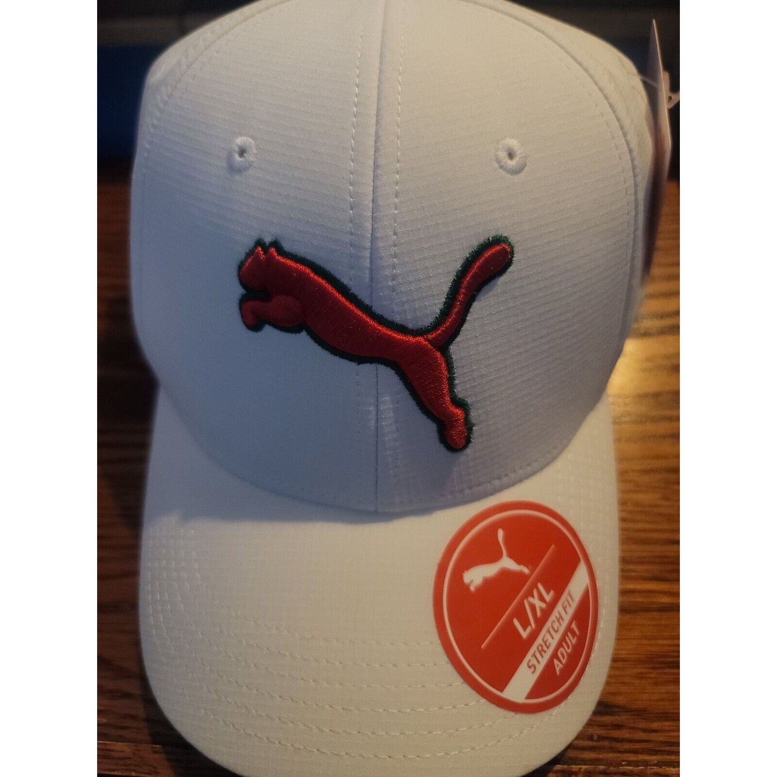 Puma Puma White With Red Logo Hat Cap Men's Size L/XL Stretch New Size ONE SIZE - 1 Thumbnail