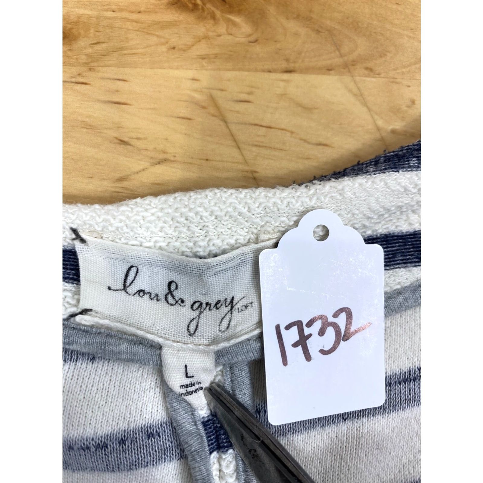 Lou & Grey Lou & Grey By Loft Striped Zip Up Moto Jacket L Gray Shirt Womens Casual Size L / US 10 / IT 46 - 3 Thumbnail