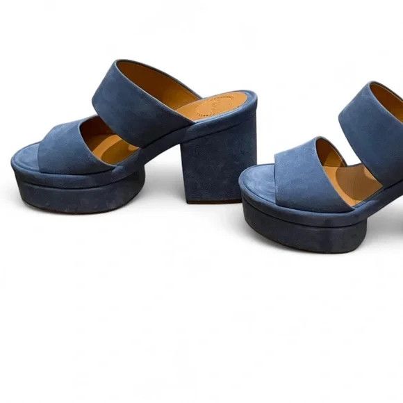 Chloe Chloe Odina Blue Suede Platform Sandals Size US 5 / IT 35 - 4 Thumbnail