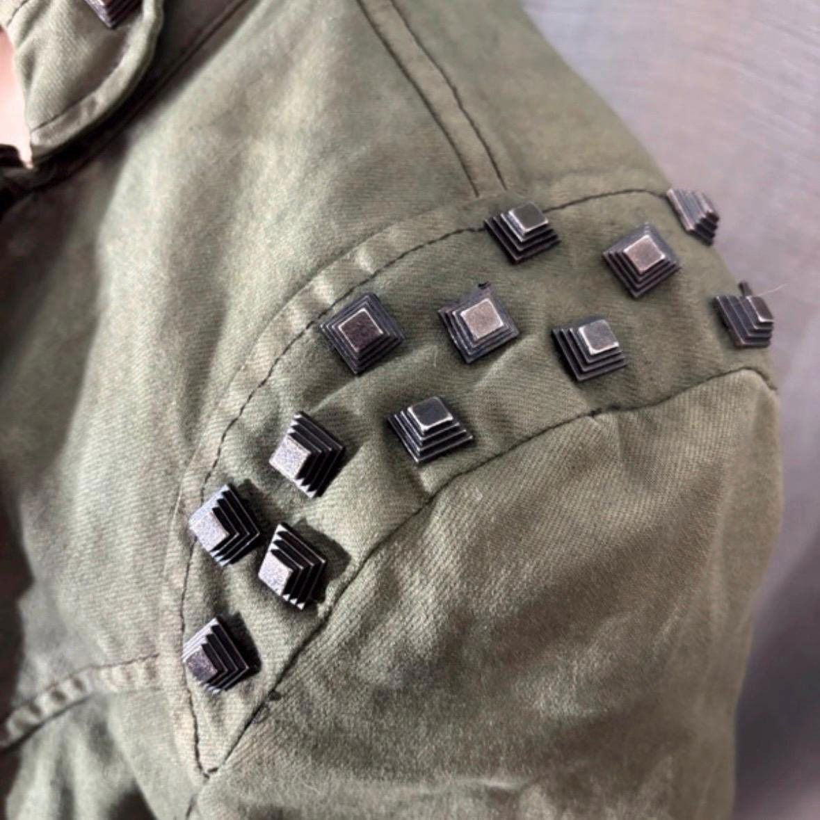 Cop Copine The Asymmetrical Studded Multizipper Denim Jacket Size ONE SIZE - 8 Thumbnail