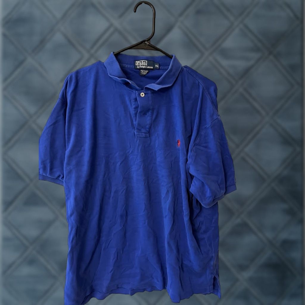 Polo Ralph Lauren VINTAGE Polo Ralph Lauren Polo Shirt Mens Solid Blue Polo XL Adult Regular Size XL Mens Blue Polo Shirt 90s Logo Size US XL / EU 56 / 4 - 1 Thumbnail