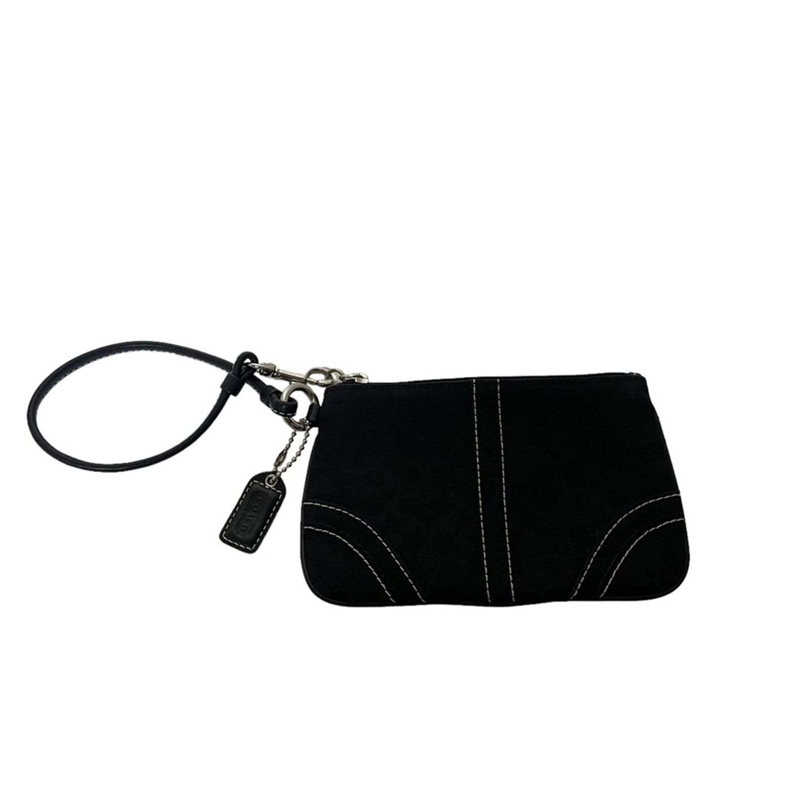 Coach Coach Monogram Fabric Mini Zip Top Wristlet Black Size ONE SIZE - 1 Thumbnail