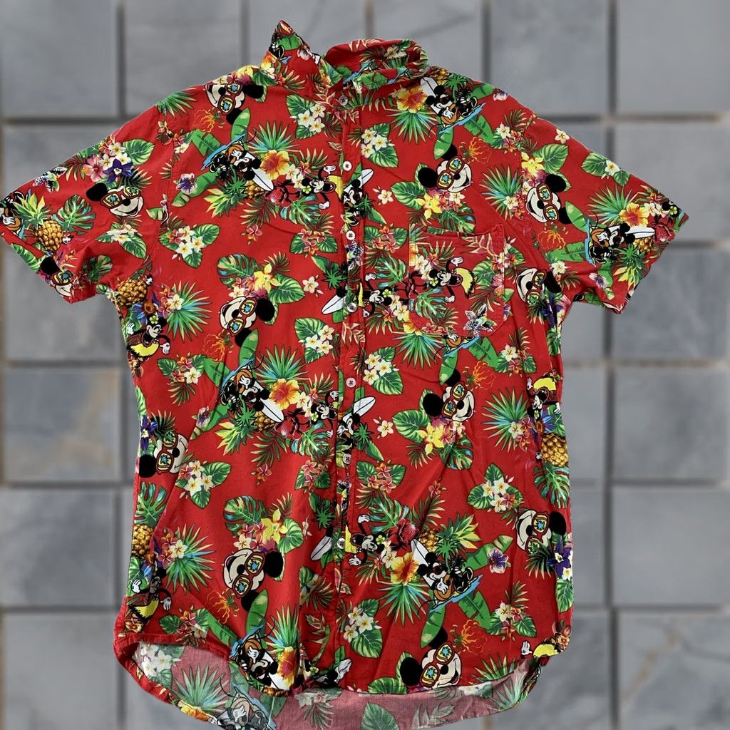 Disney Disney Mickey Minnie Mouse Shirt Mens Large Red Hawaiian Aloha Button Up Size US L / EU 52-54 / 3 - 1 Thumbnail