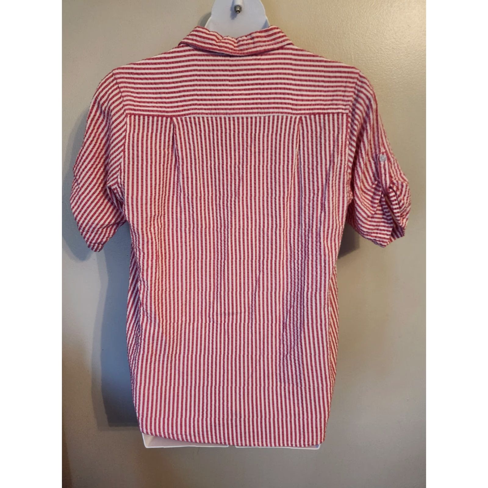 Vintage Woman Within Shirt Womens M Hot Pink Textured Stripe Short Sleeve Top Shirt Sz M Size M / US 6-8 / IT 42-44 - 7 Thumbnail