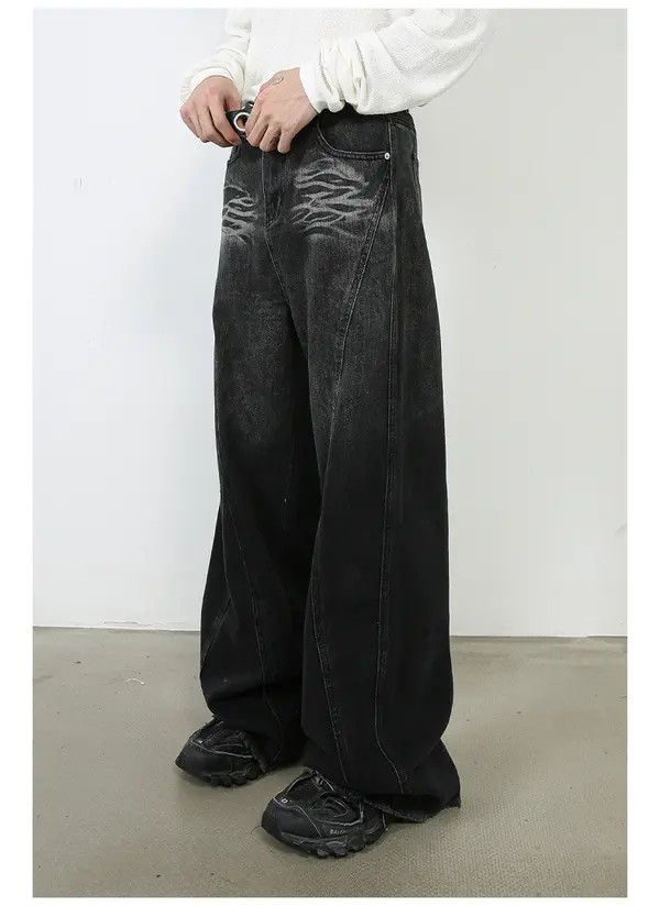 Japanese Brand VIBE Men's retro straight loose stitching casual jeans Size US 34 / EU 50 - 4 Thumbnail