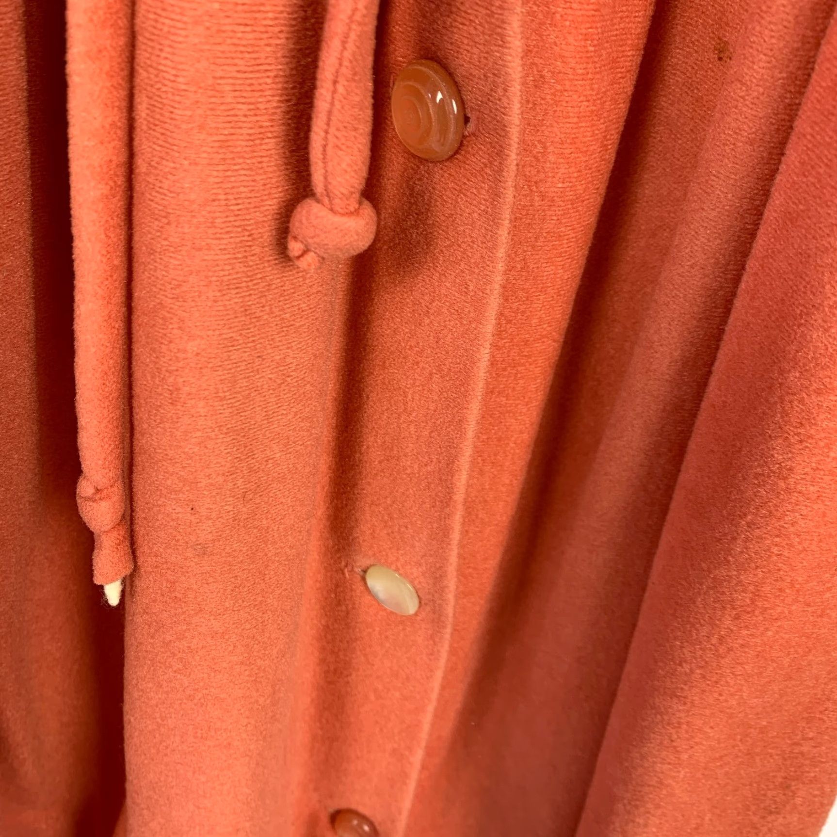 Velour VINTAGE Lounge Craft Shirt Empire Waist Velour Coral 1950s M Casual Womens/Mens Size M / US 6-8 / IT 42-44 - 4 Thumbnail