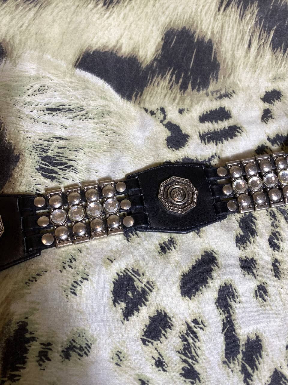 Japanese Brand × Vintage VINTAGE RHINESTONES BLACK LEATHER BELT BB SIMON STYLE Size ONE SIZE - 8 Thumbnail