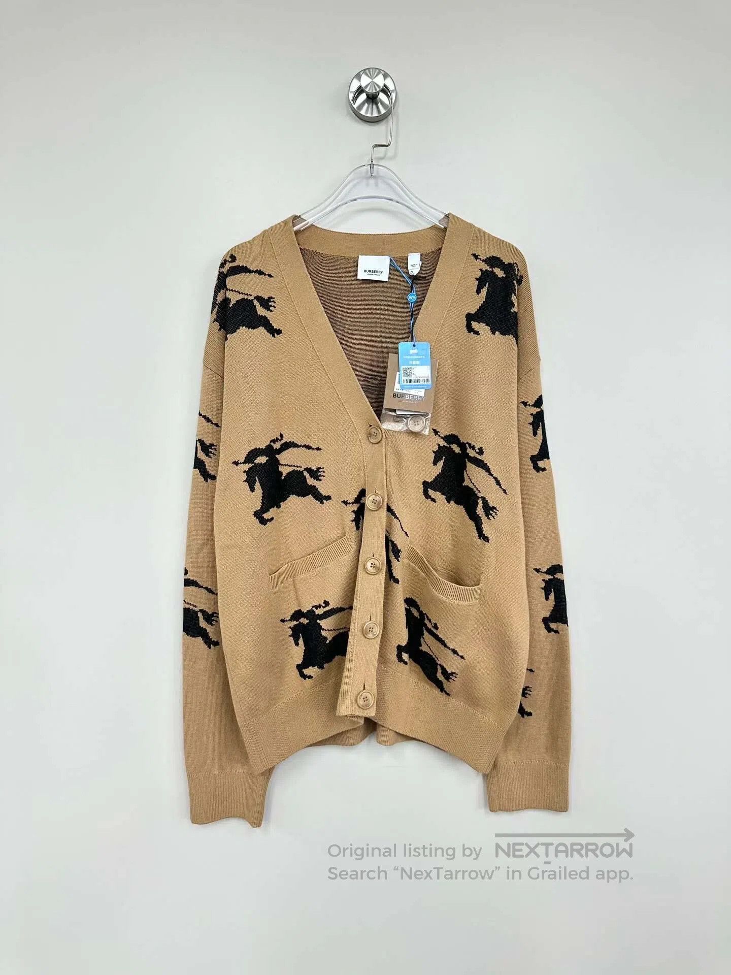Burberry Burberry Brown Warhorse Monogram Printed Knit Cardigan| Size M / US 6-8 / IT 42-44 - 1 Thumbnail