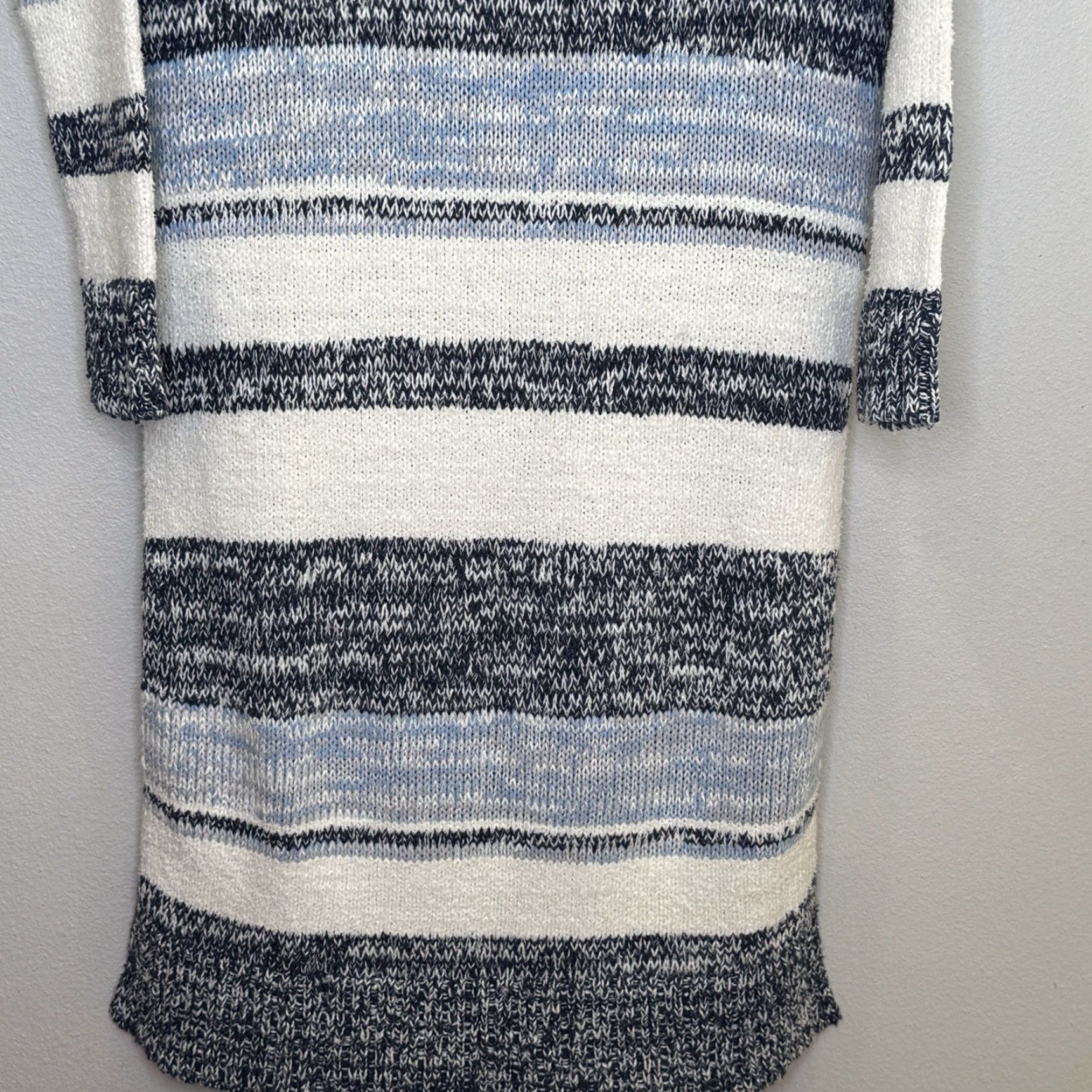 Free People VINTAGE Free People Beach Womens Sweater Dress L Blue Stripe Cowl Neck Side Slits Long Sleeve Size L / US 10 / IT 46 - 4 Thumbnail