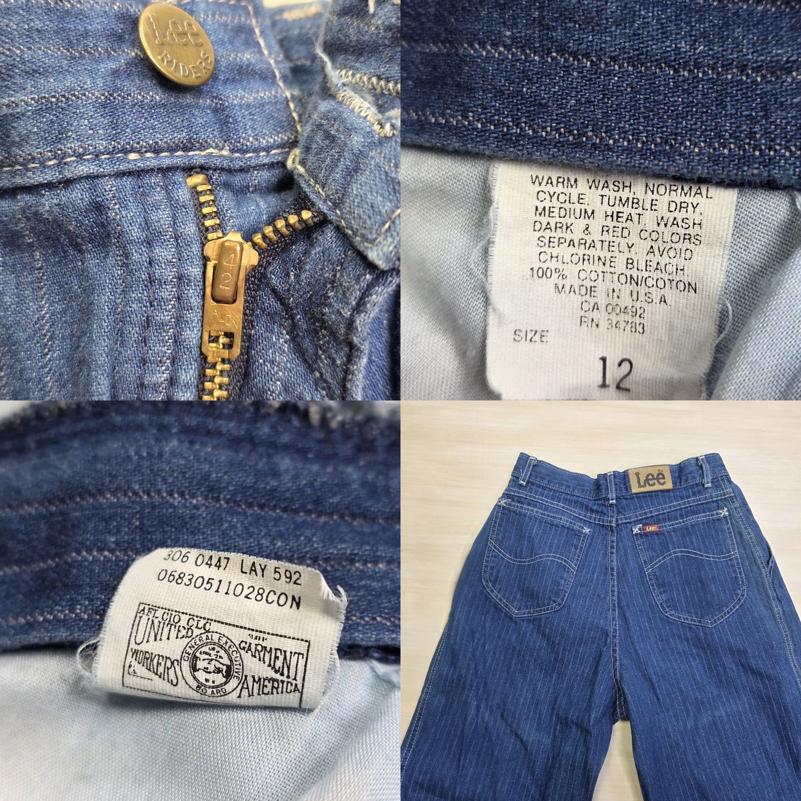 Lee VINTAGE Lee Jeans Blue Pinstripe High Rise Straight Leg Denim 25 x 30 Womens 90s Straight Jeans Size 42" / US 20 - 8 Thumbnail