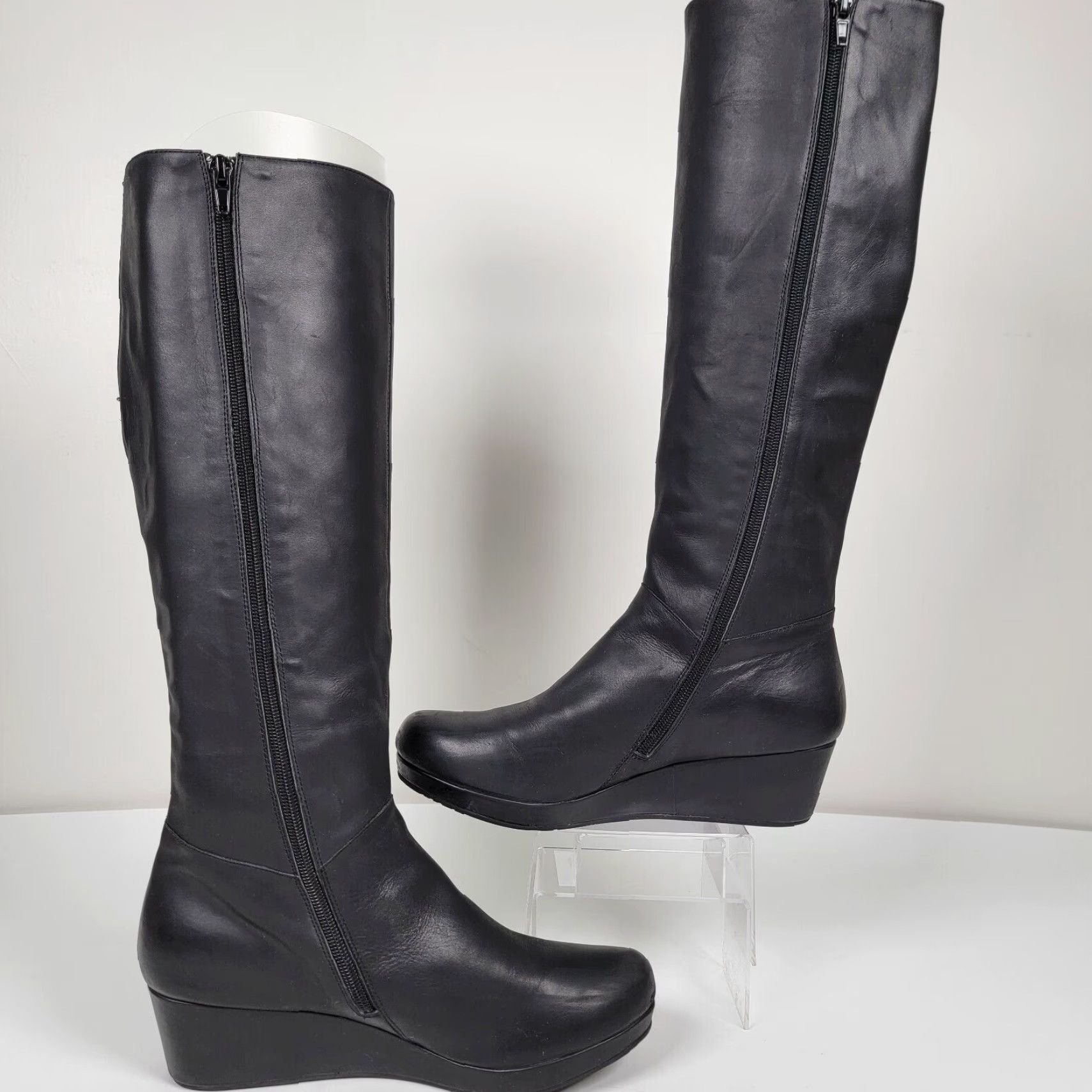 Vintage VINTAGE Yiga Knee High Black Leather Womens Size 10 Wedge Boots by Chocolat Blu Blade Boots Size US 10 / IT 40 - 5 Thumbnail
