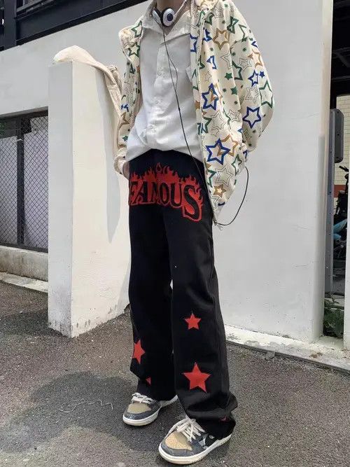 Japanese Brand × Jean Vintage red star patch embroidered straight-leg jeans Size US 30 / EU 46 - 3 Thumbnail