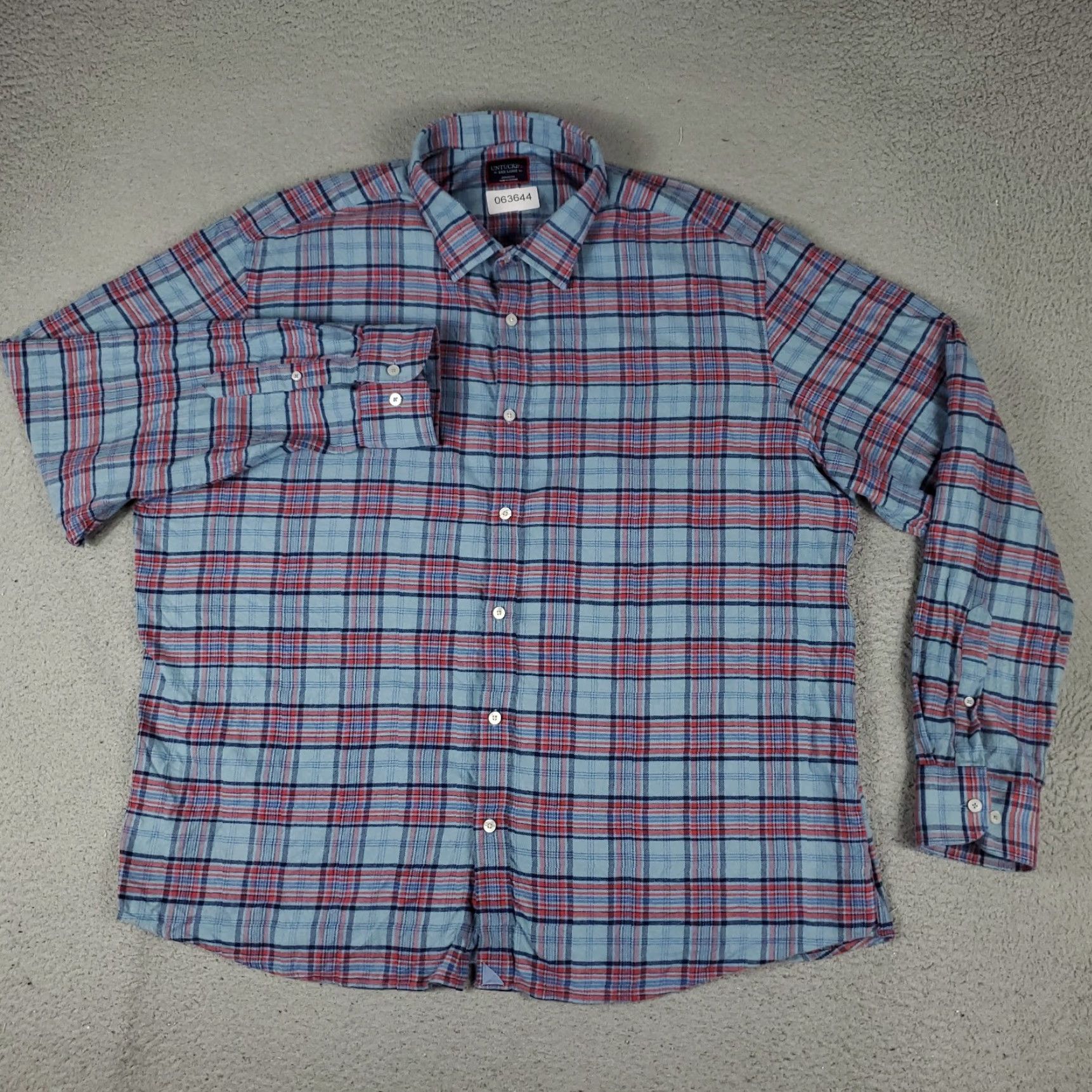 UNTUCKit UNTUCKit Shirt Mens 3XL Plaid Flannel Button-Up Long Sleeve Red Blue Casual Dress Community Classic Modern Preppy Mens Size US XXL / EU 58 / 5 - 2 Thumbnail