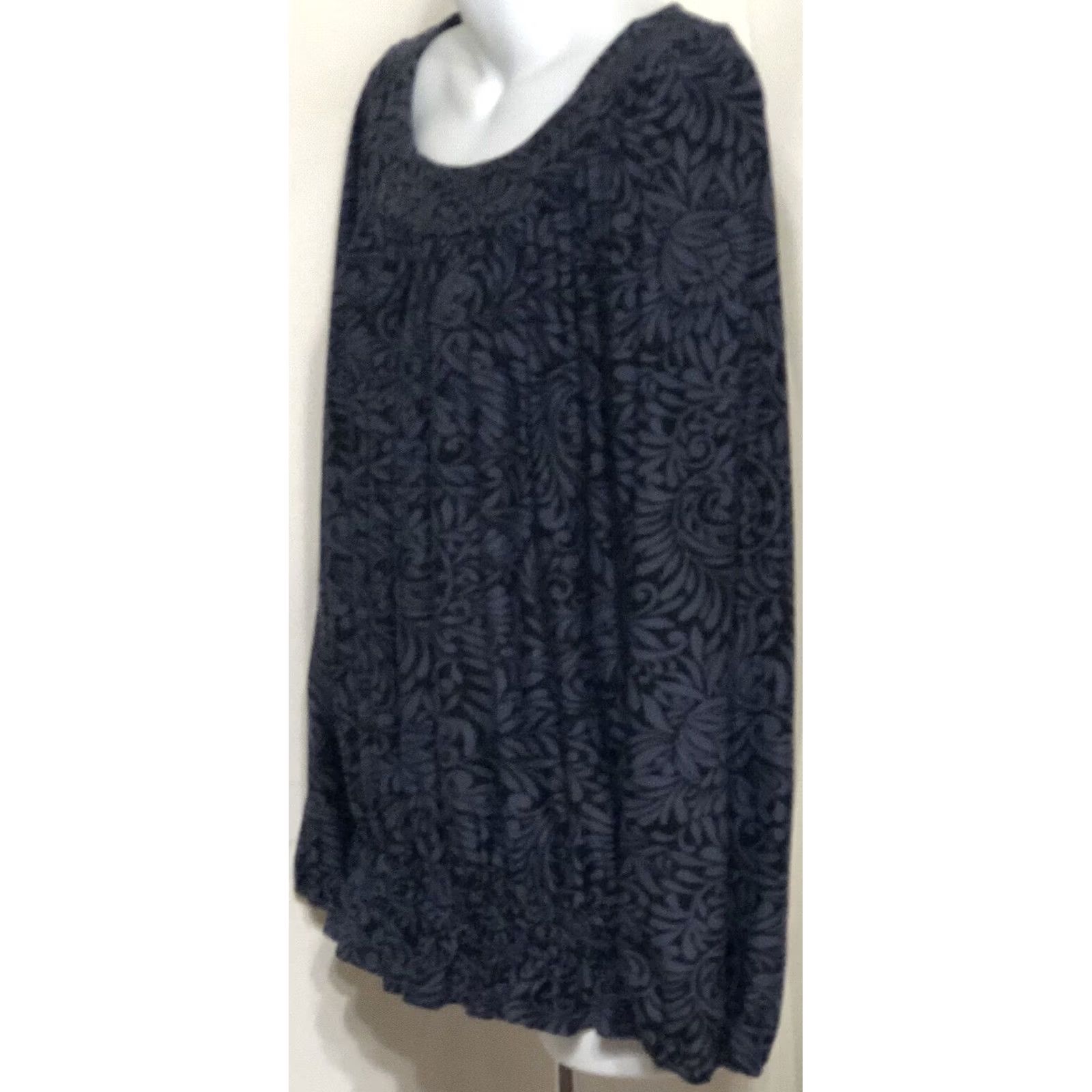 Vintage Daisy Fuentes Flowy Peplum Top M Blue Blk Geo Balloon Sleeve Y2K 90s boho hippie Size M / US 6-8 / IT 42-44 - 2 Thumbnail