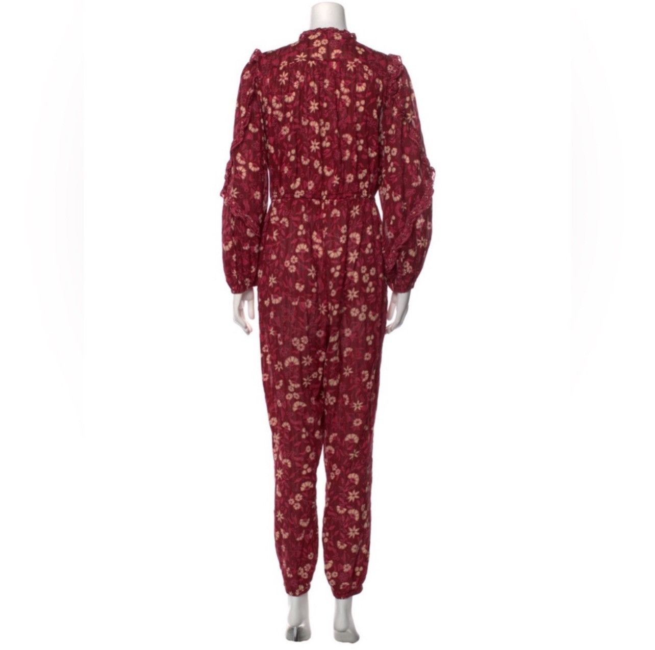 Ulla Johnson Ulla Johnson Delphine Burgundy Floral Scoop Neck Jumpsuit Size 26" / US 2 / IT 38 - 6 Thumbnail