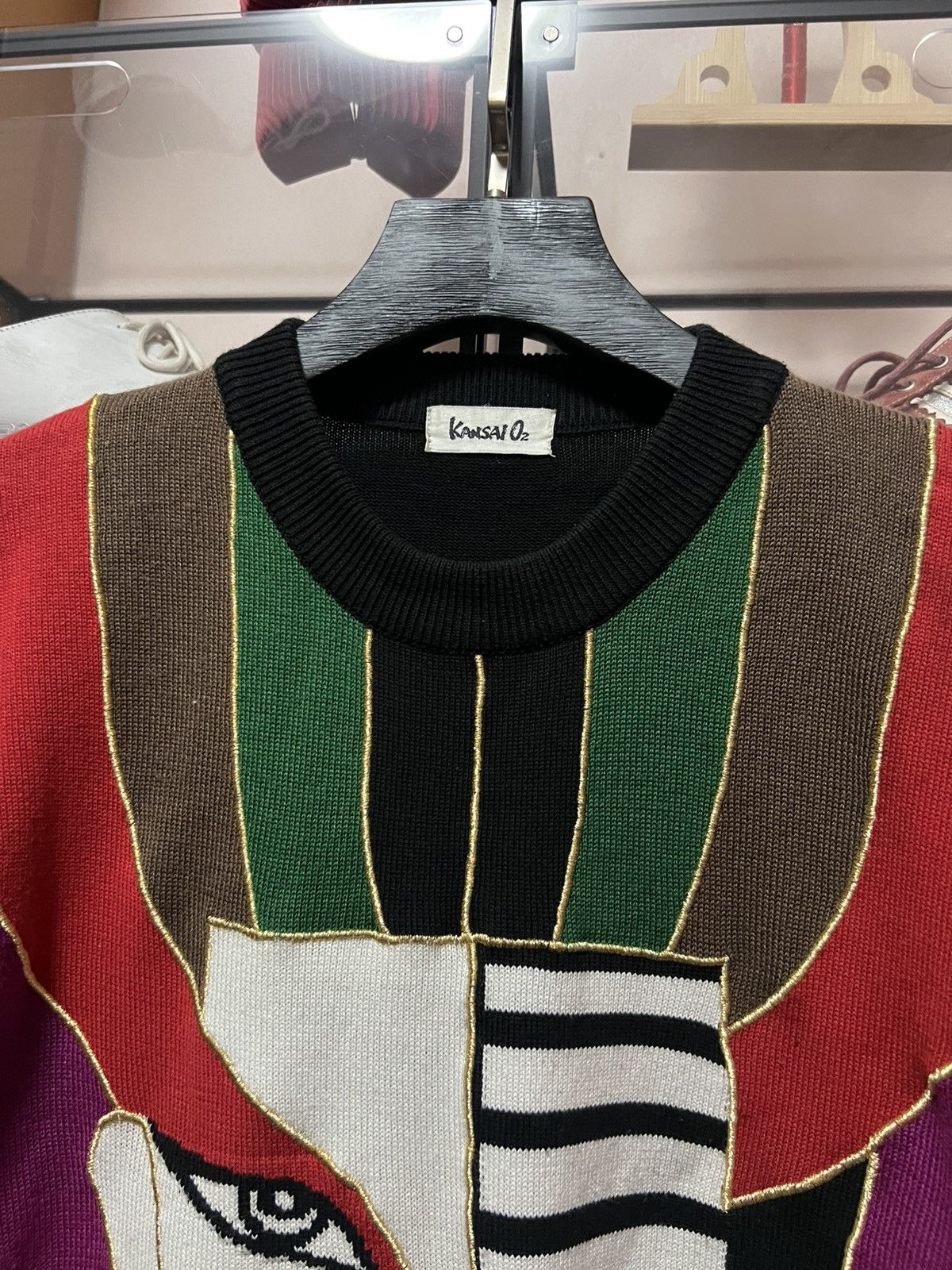 Kansai Yamamoto Kansai Yamamoto 80s Face Sweater tribute to David Bowie Size US L / EU 52-54 / 3 - 3 Thumbnail