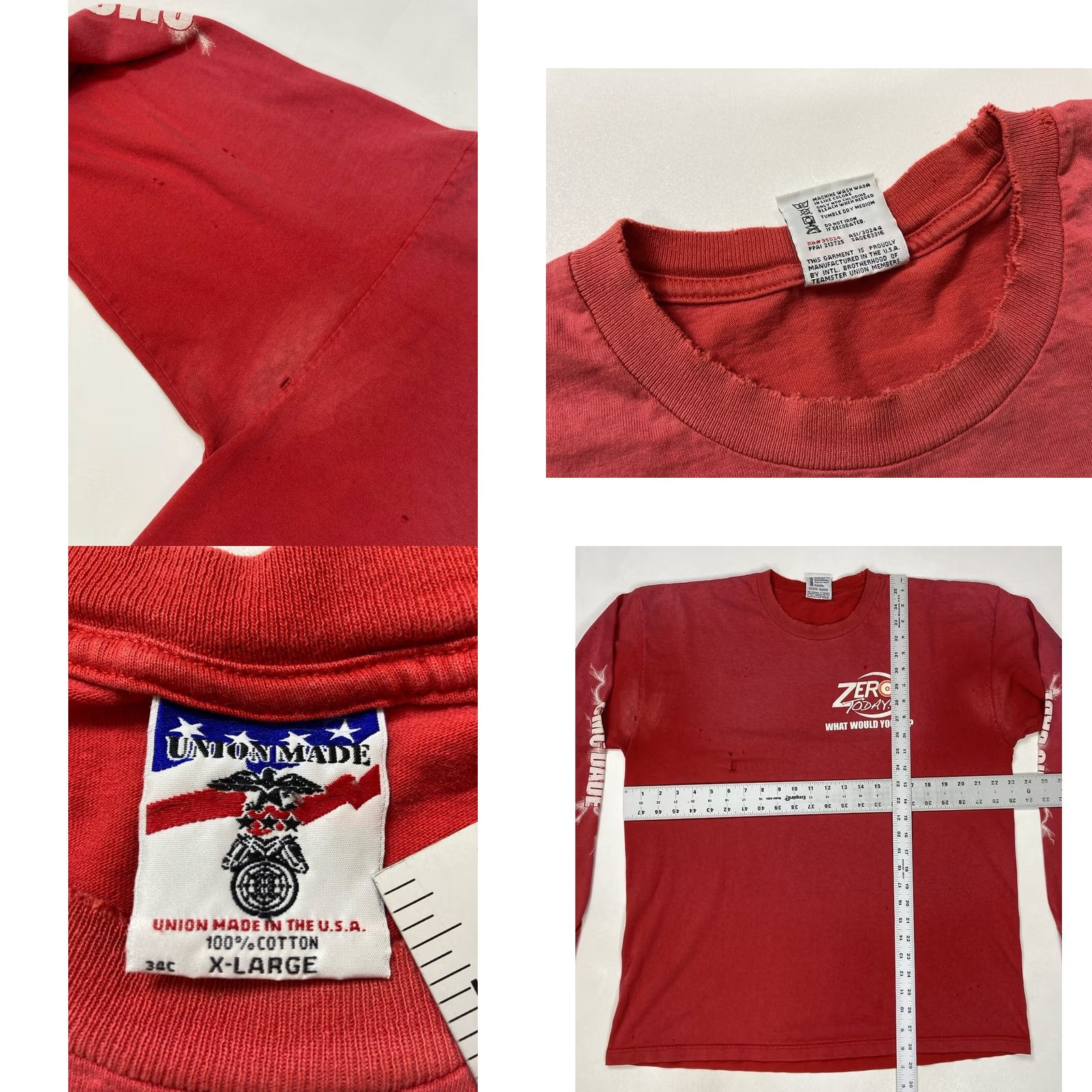 MCM VINTAGE Union Made Dade Hardening The System Thrashed T-shirt Men XL Red Long Sleeve Shirt XL Men Red Size US XL / EU 56 / 4 - 9 Thumbnail
