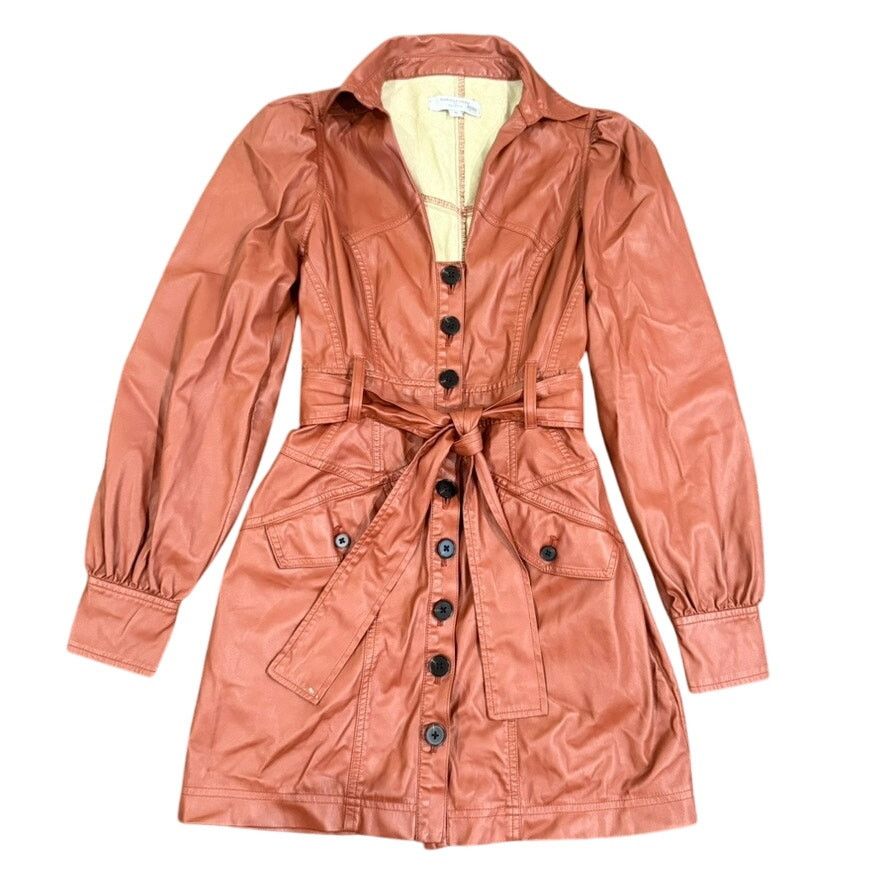 Marissa Webb x RTR Faux Leather Mini Dress Brown, Size US 0