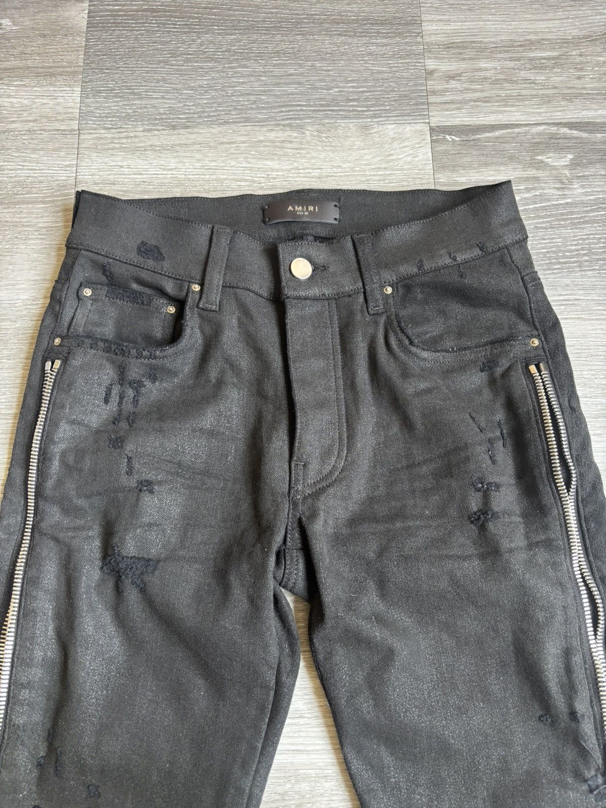 Amiri Amiri MX2 Black Waxed Biker Jean Size US 29 - 7 Thumbnail