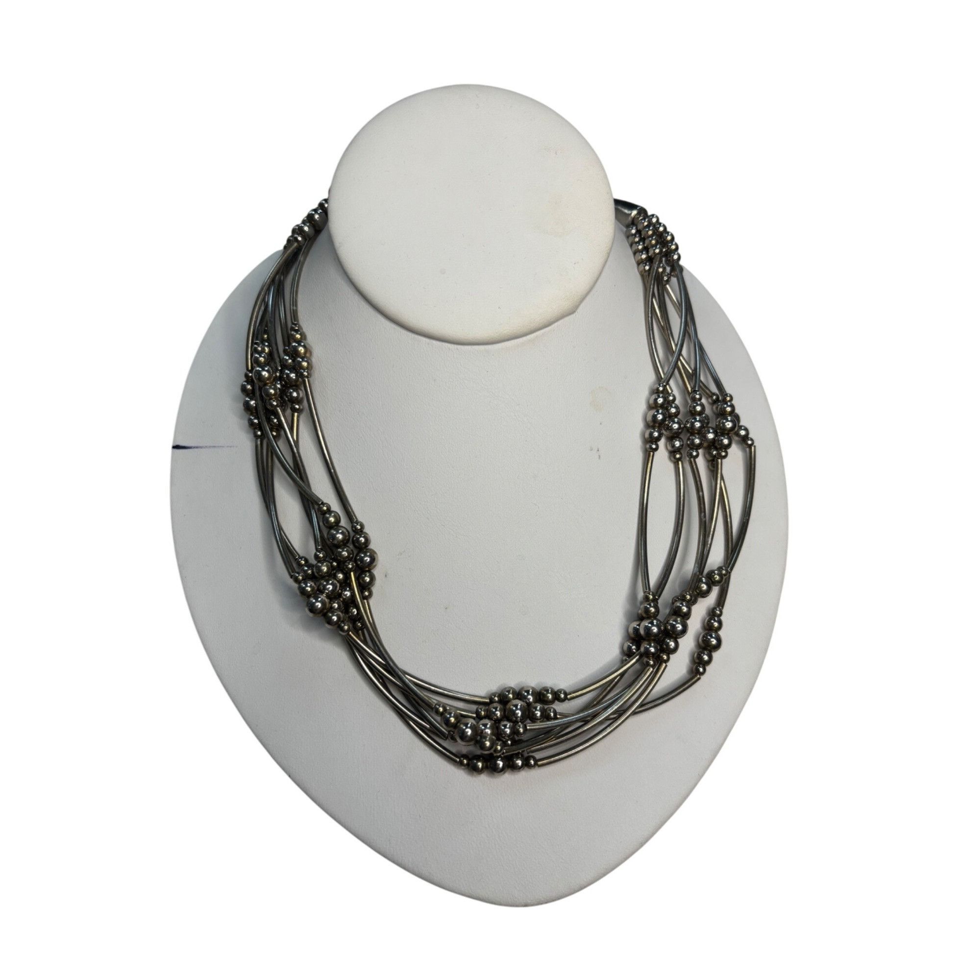 Other Twisted Multi-Strand Silver Beaded Necklace With Lobster Cla Size ONE SIZE - 1 Thumbnail