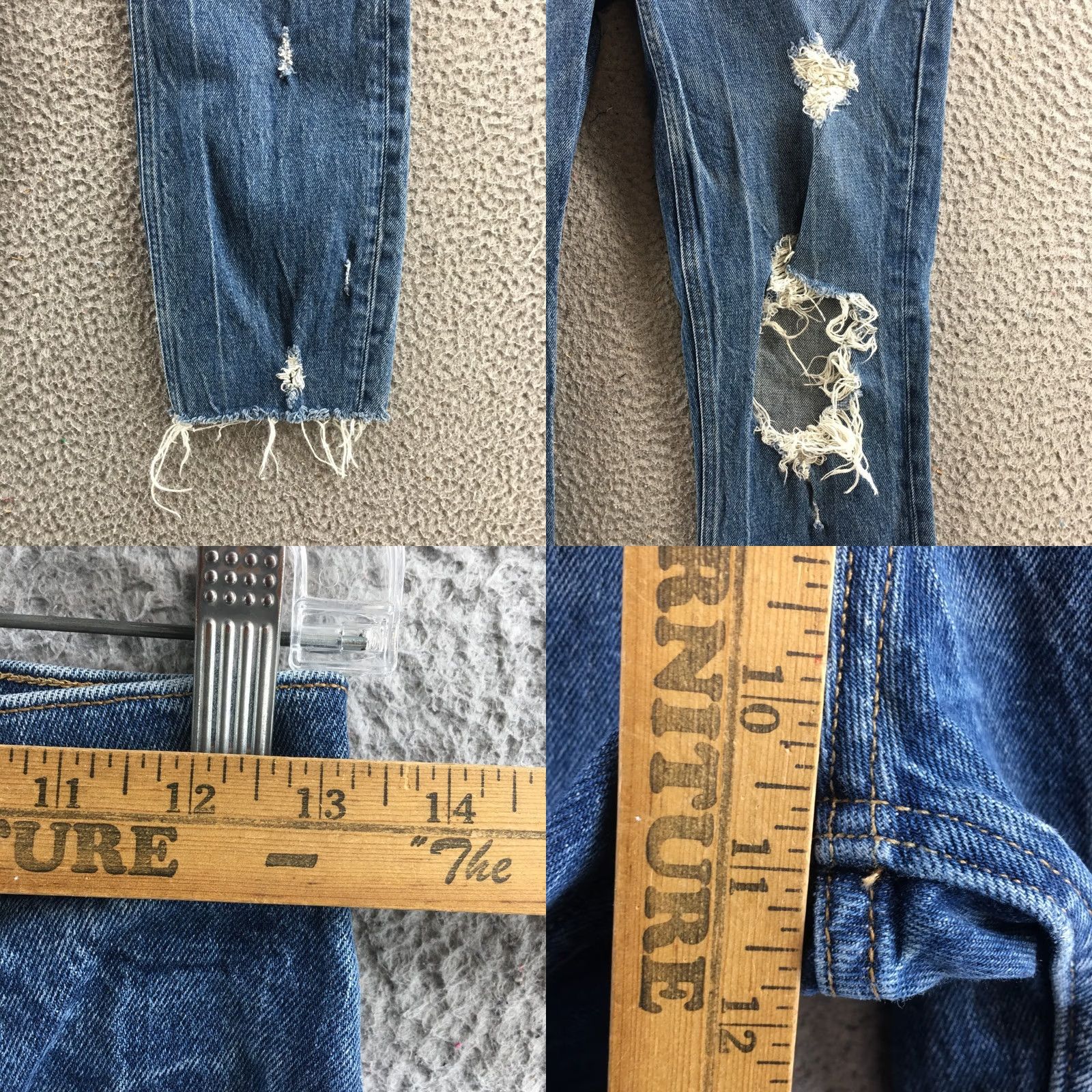 Abercrombie & Fitch Abercrombie & Fitch Hi-Rise Mom Jeans Womens 25 Blue Denim Distressed Raw Hem Jeans Size 42" / US 20 - 8 Thumbnail