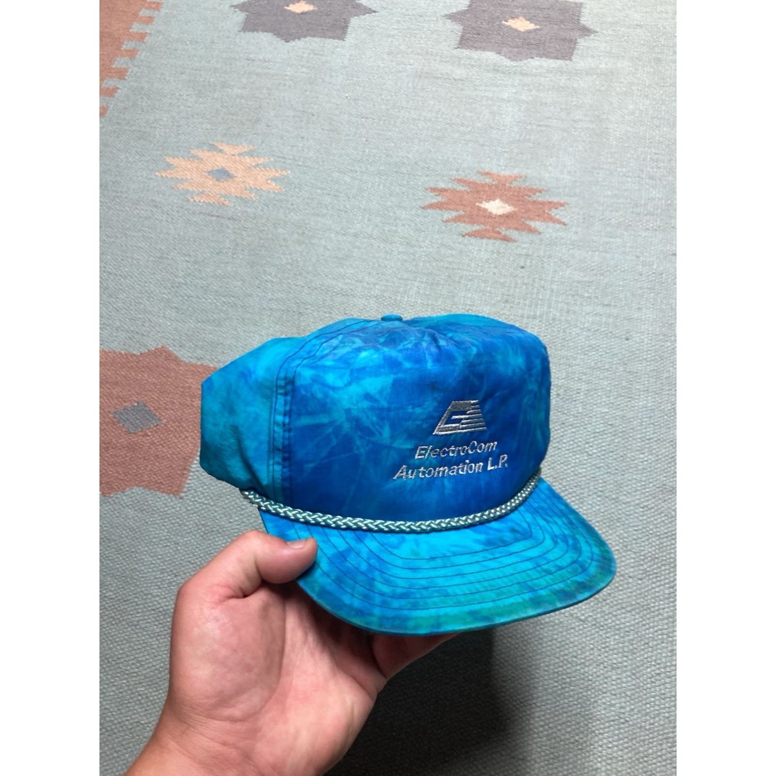 Vintage VINTAGE Unbranded Strapback Hat Cap Zipper Back Electrocom Automation Tie Dye Summer Men Adjustable Blue Hats Mens Size ONE SIZE - 2 Thumbnail