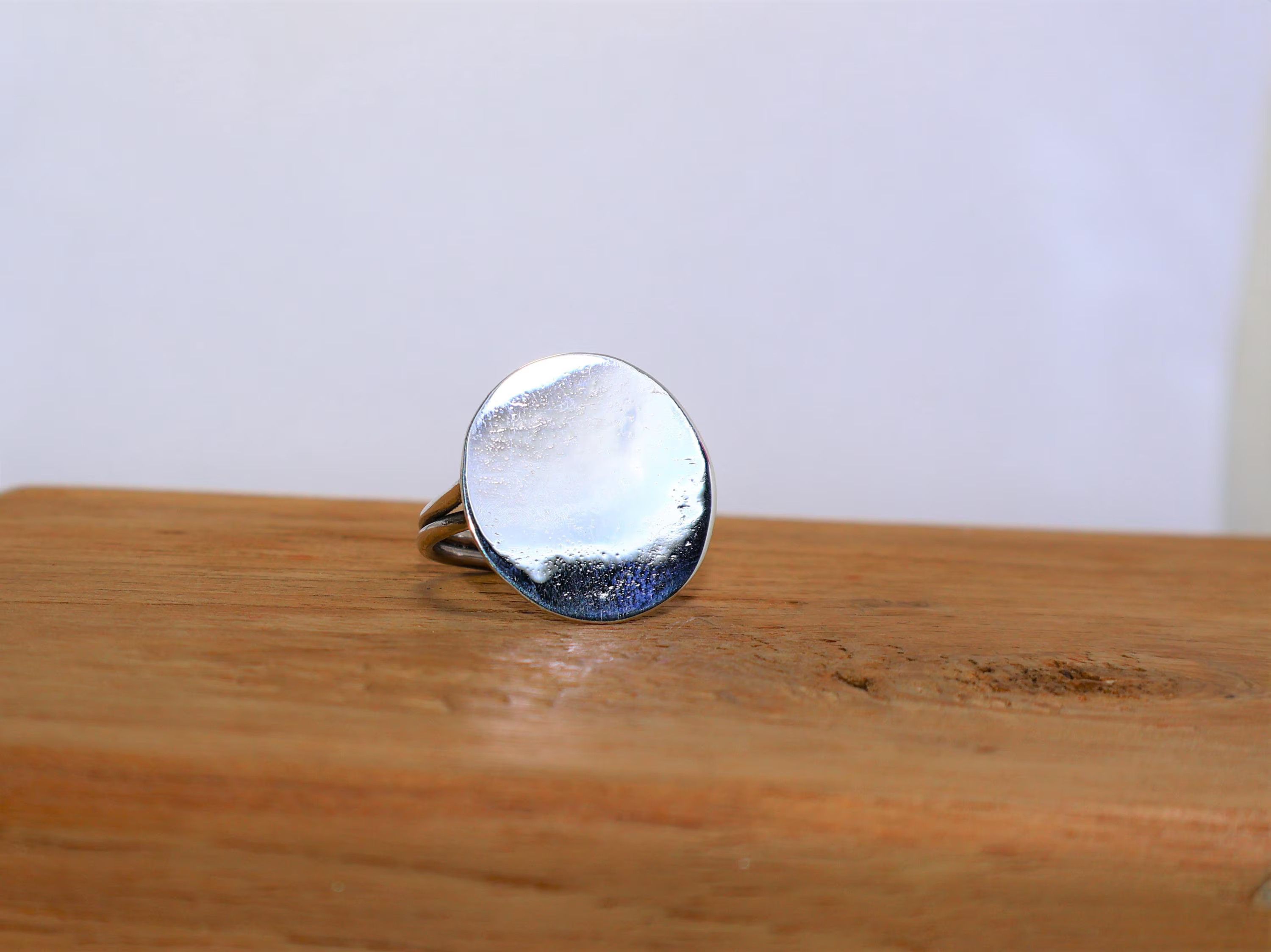 Handmade Handmade Disc Silver Ring, Sterling silver Statement Ring, Size ONE SIZE - 2 Thumbnail
