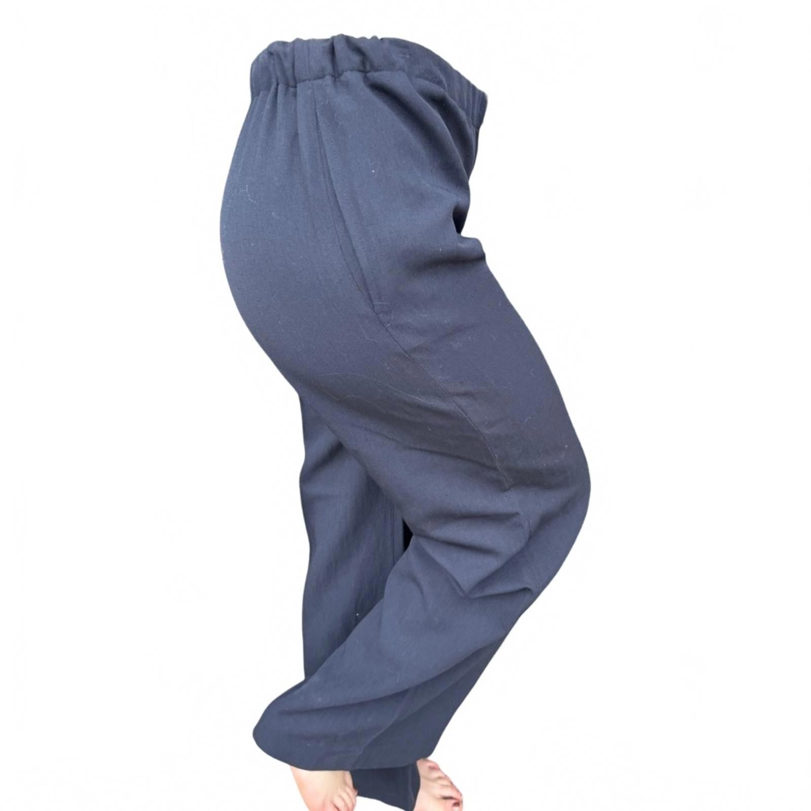 Designer ASPESI Blu Wool Wide Leg Trousers – Midnight Blue 38/M Size 32" / US 10 / IT 46 - 8 Thumbnail