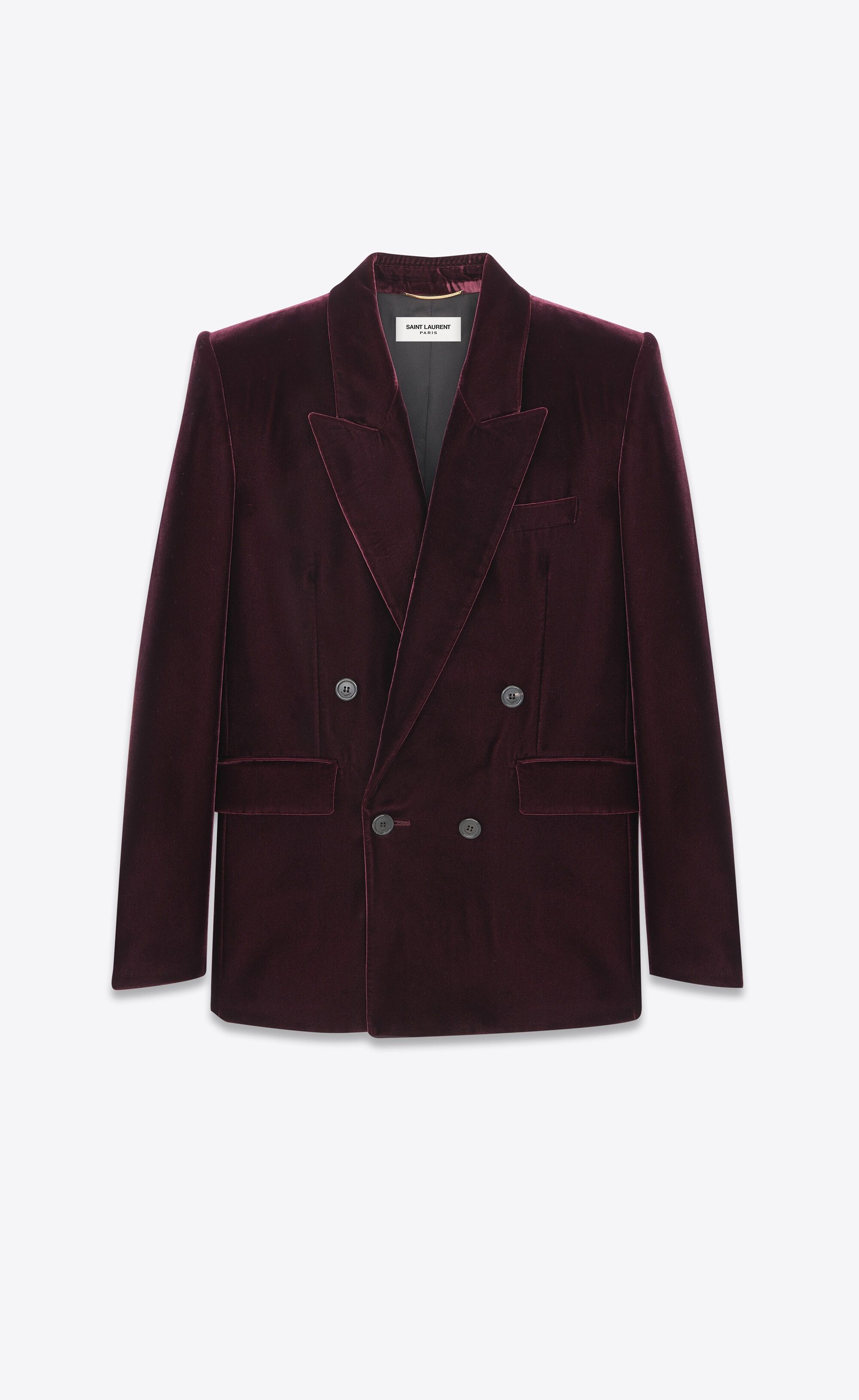Saint Laurent Paris double-breast jacket in cotton velvet burgundy Size US L / EU 52-54 / 3 - 1 Preview