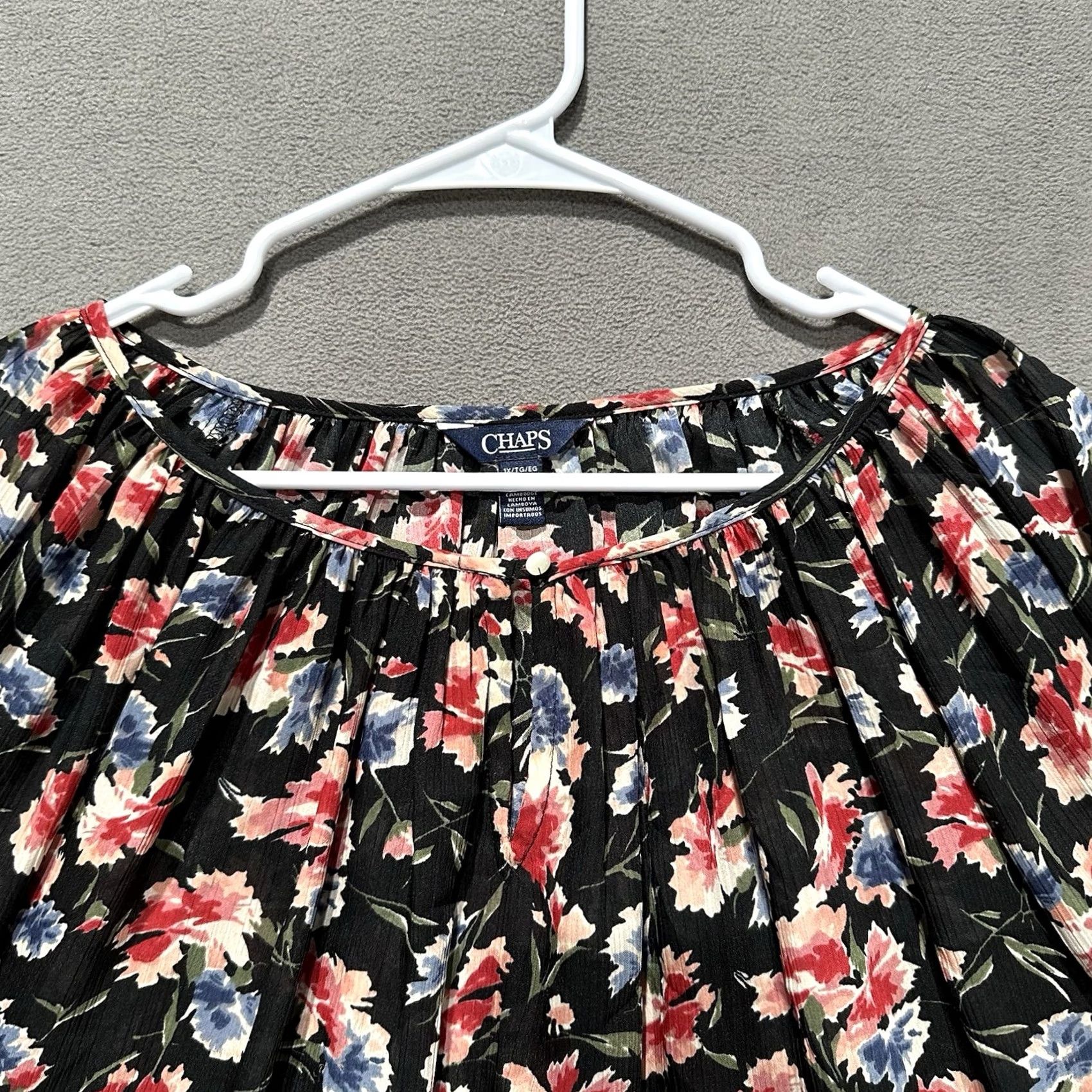 Chaps Chaps Ralph Lauren Blouse Womens Plus 1X Floral Sheer Bell Sleeve Keyhole Neck Size XL / US 12-14 / IT 48-50 - 4 Thumbnail