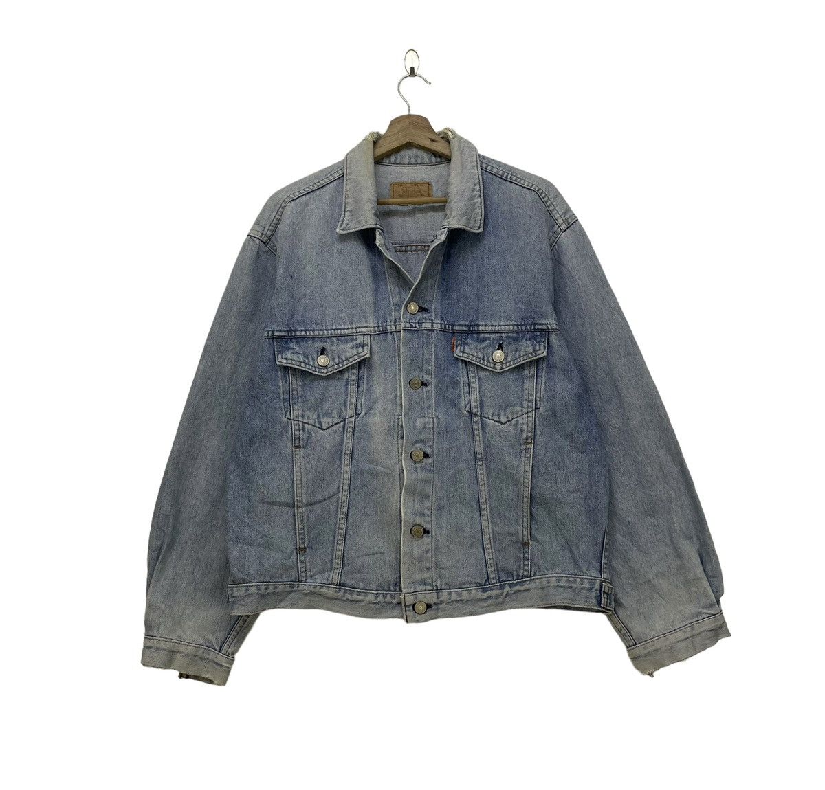 Levi's × Vintage Vintage Distressed Levis Orange Tab Trucker Jacket Size US L / EU 52-54 / 3 - 1 Thumbnail