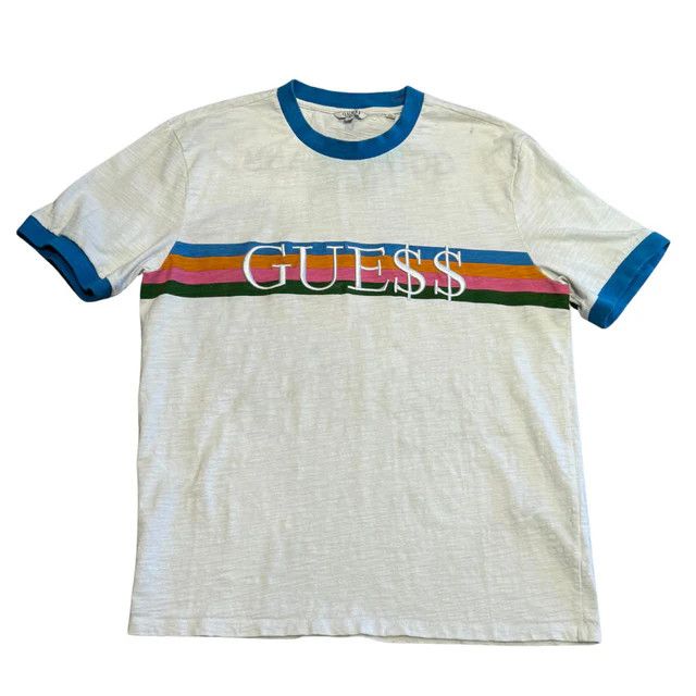 Guess Guess Jeans x Rocky Rainbow Spell Out Embroidered Ringer Tee Size US M / EU 48-50 / 2 - 1 Thumbnail