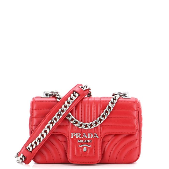 Prada Chain Flap Shoulder Bag Diagramme Quilted Leather Small Grailed