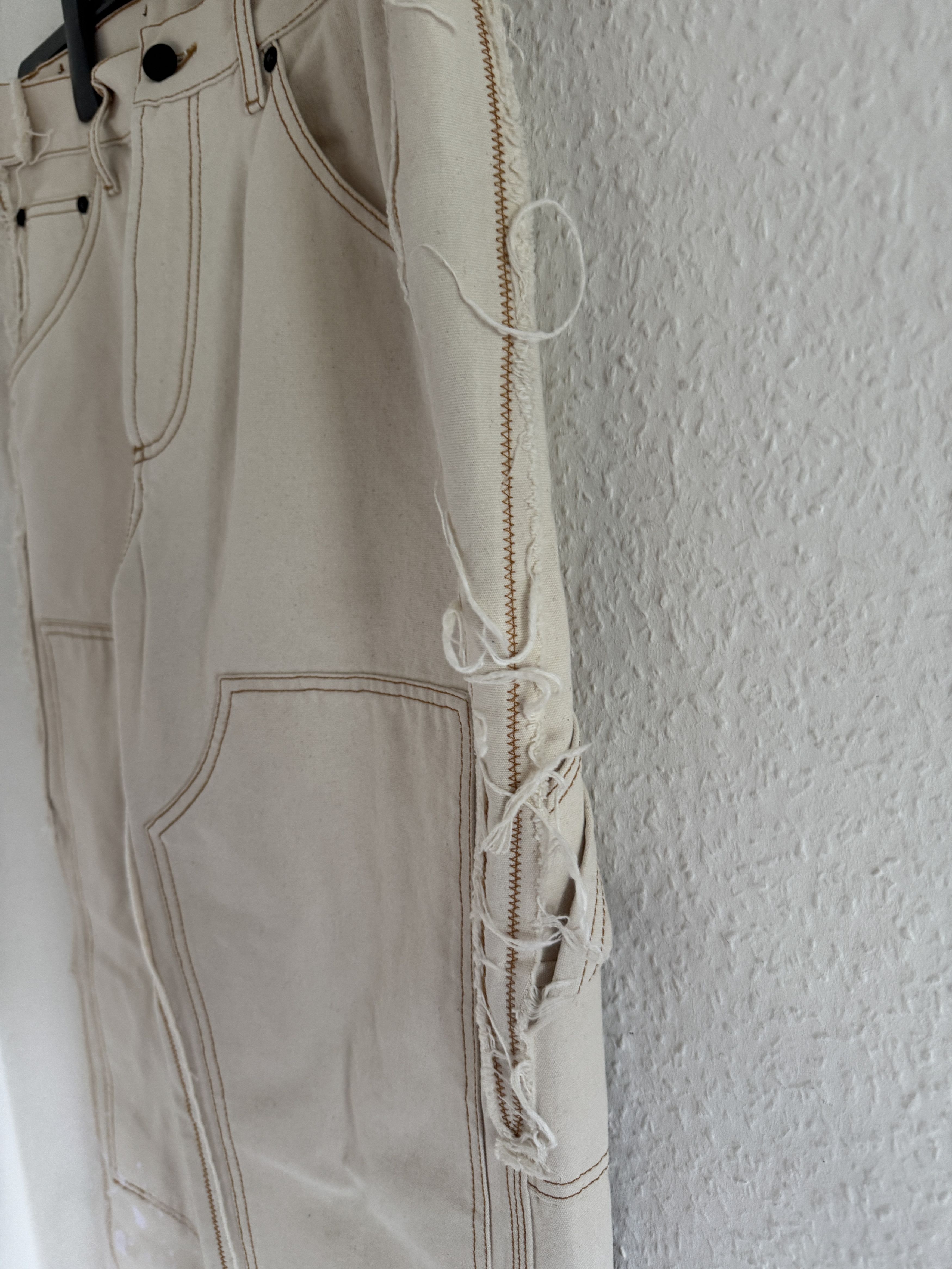 Off-White Beige Reconstructed Double Knee Carpenter Pants Size US 34 / EU 50 - 6 Thumbnail