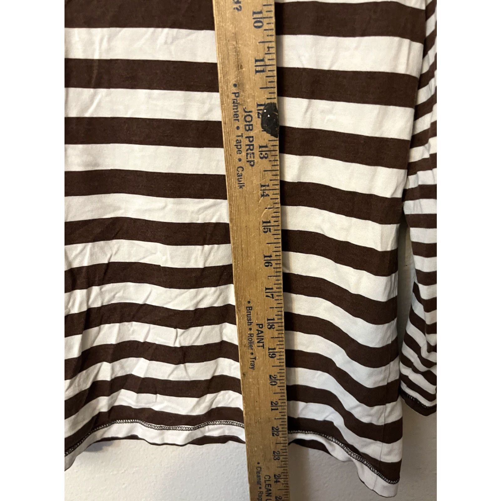 Vintage Chicos Shirt Women Size 1 T Shirt Cotton 3/4 Sleeve Brown/White Stripe Womens Size XS / US 0-2 / IT 36-38 - 4 Thumbnail