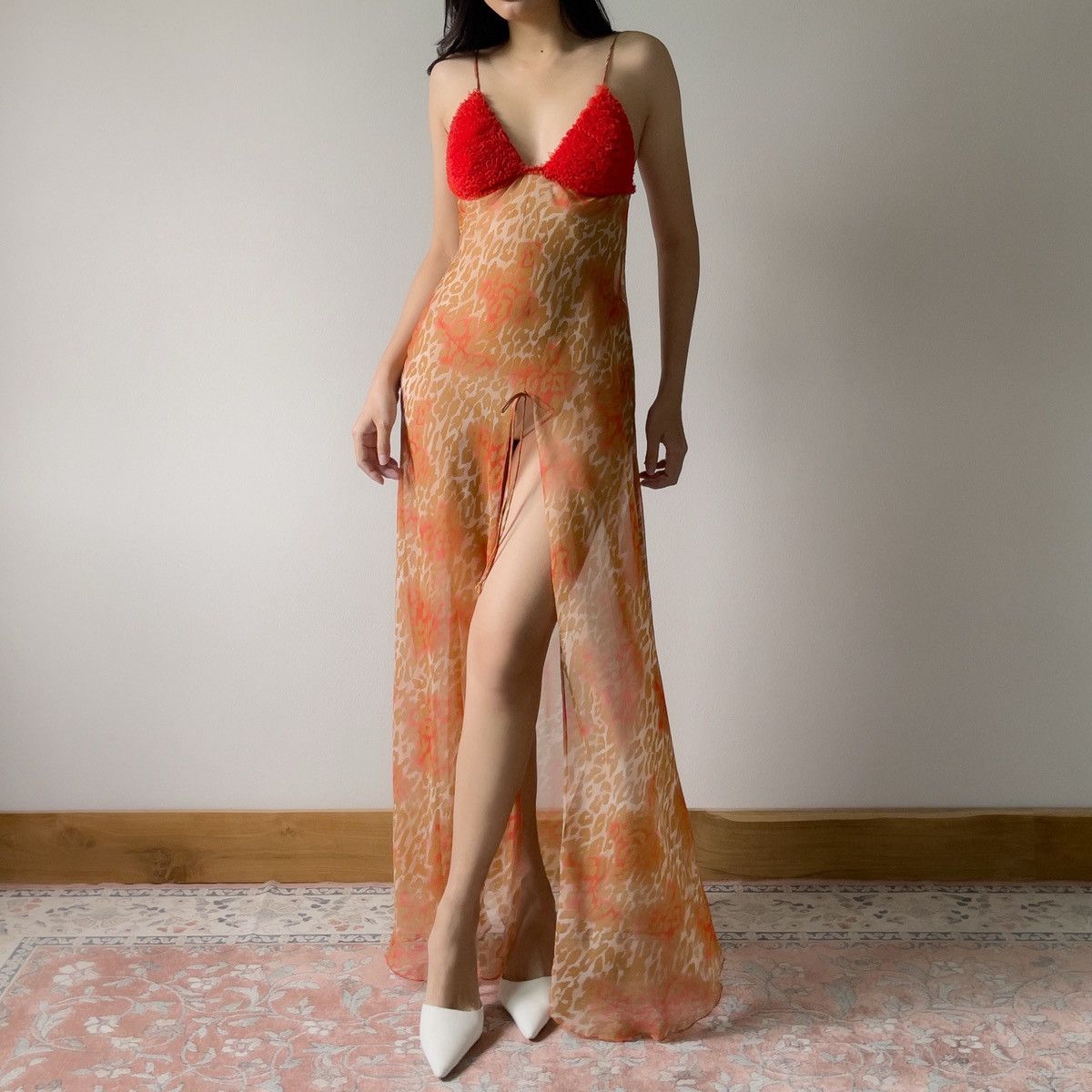 Victoria's Secret Victoria’s Secret Leopard Chiffon Slip Dress (M–L) Size L / US 10 / IT 46 - 1 Thumbnail