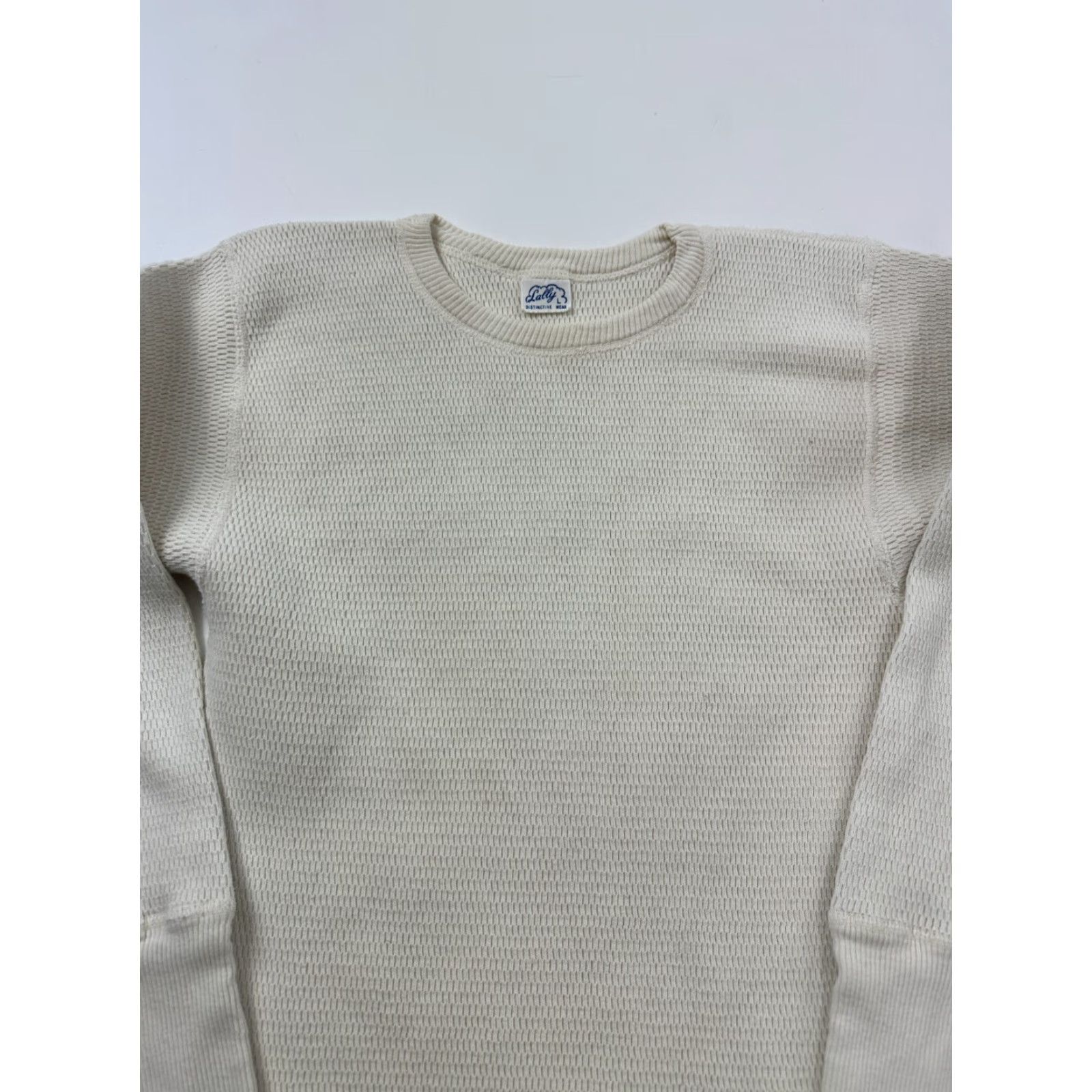 Vintage Lally Shirt Womens Large White Thermal Waffle Knit T-Shirt Raglan Long Sleeve Crew Neck Size L / US 10 / IT 46 - 2 Thumbnail