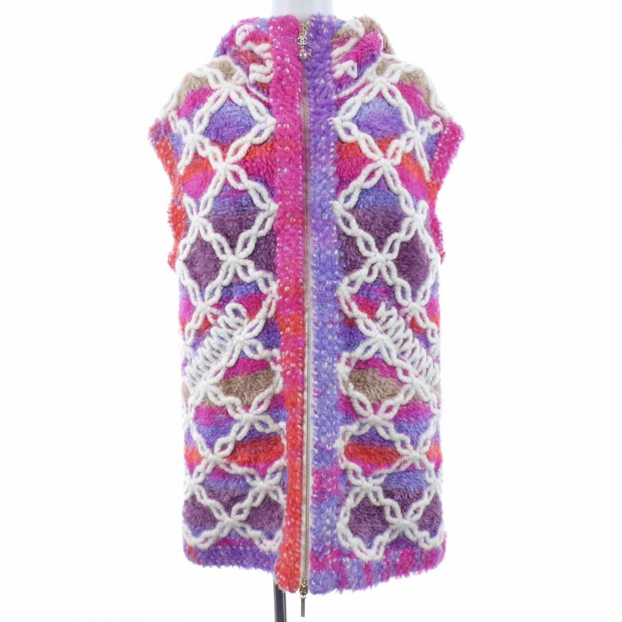 Chanel Chanel Chanel Cashmere Blend Long Vest Textile Tops P65218K61020 DUTY FREE for USA Size ONE SIZE - 1 Thumbnail