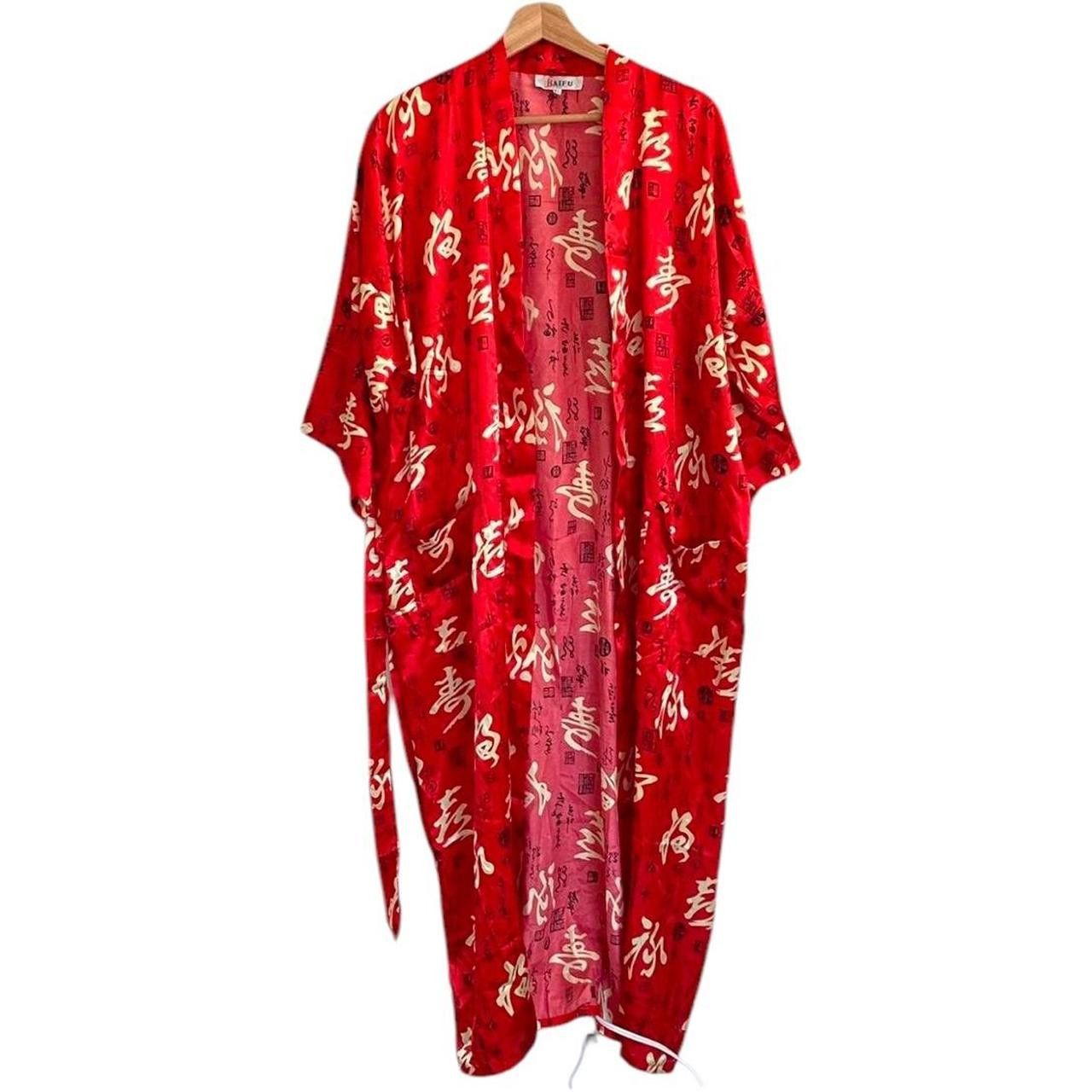 Vintage BAIFU RED ASAIN KIMONO ROBE SIZE XL SILKY Size ONE SIZE - 1 Thumbnail