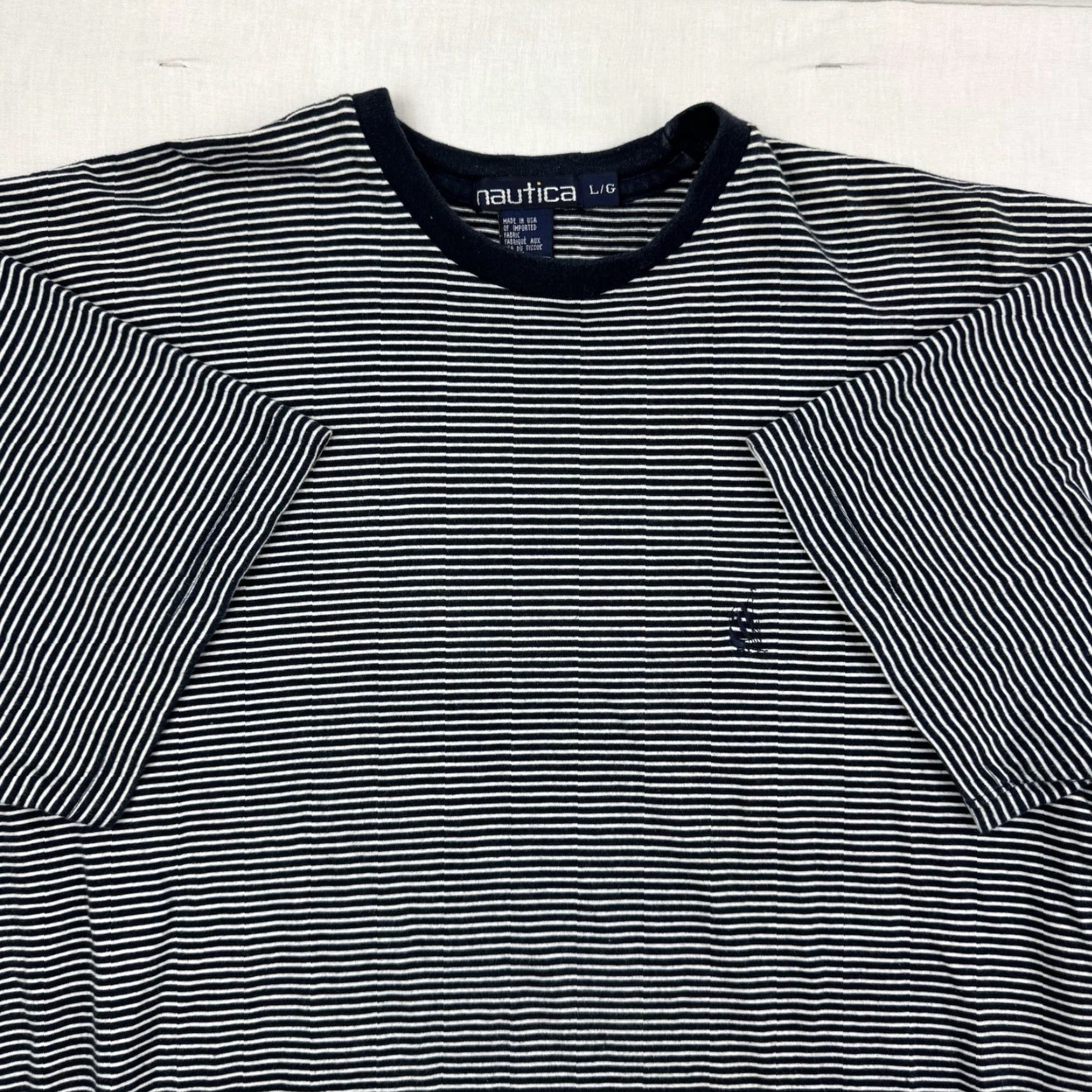 Nautica Vintage Nautica Striped T-Shirt Adult Large Logo USA 90s Hipster Cotton Shirt Mens Size US L / EU 52-54 / 3 - 2 Thumbnail