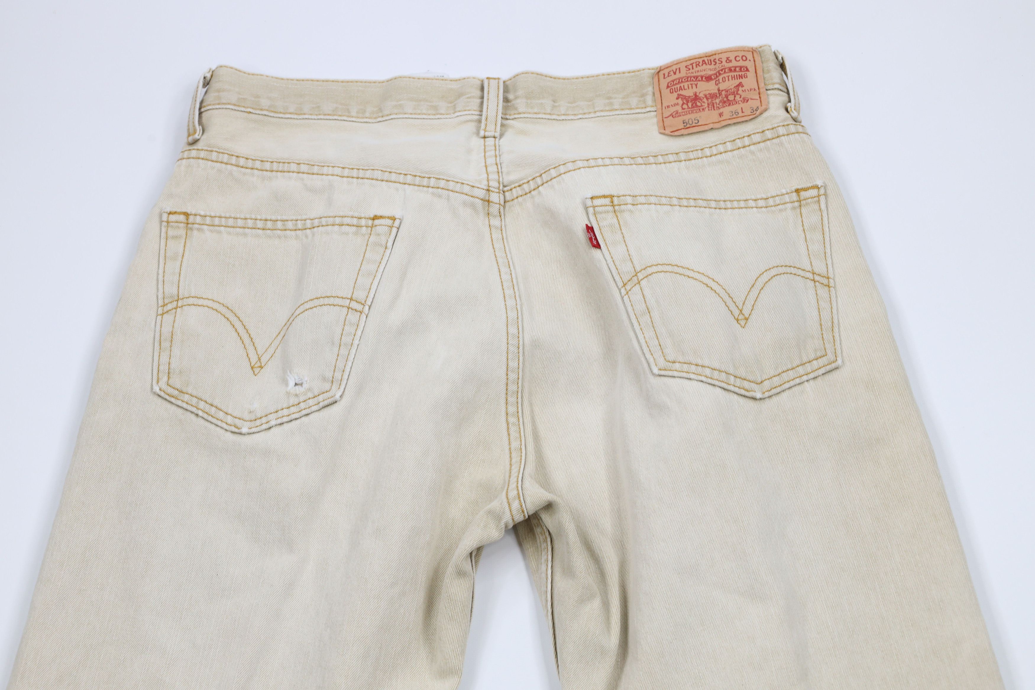 Levi's × Vintage Vintage Y2K Levis 505 Regular Fit Denim Jeans Beige Tan Size US 34 / EU 50 - 12 Thumbnail