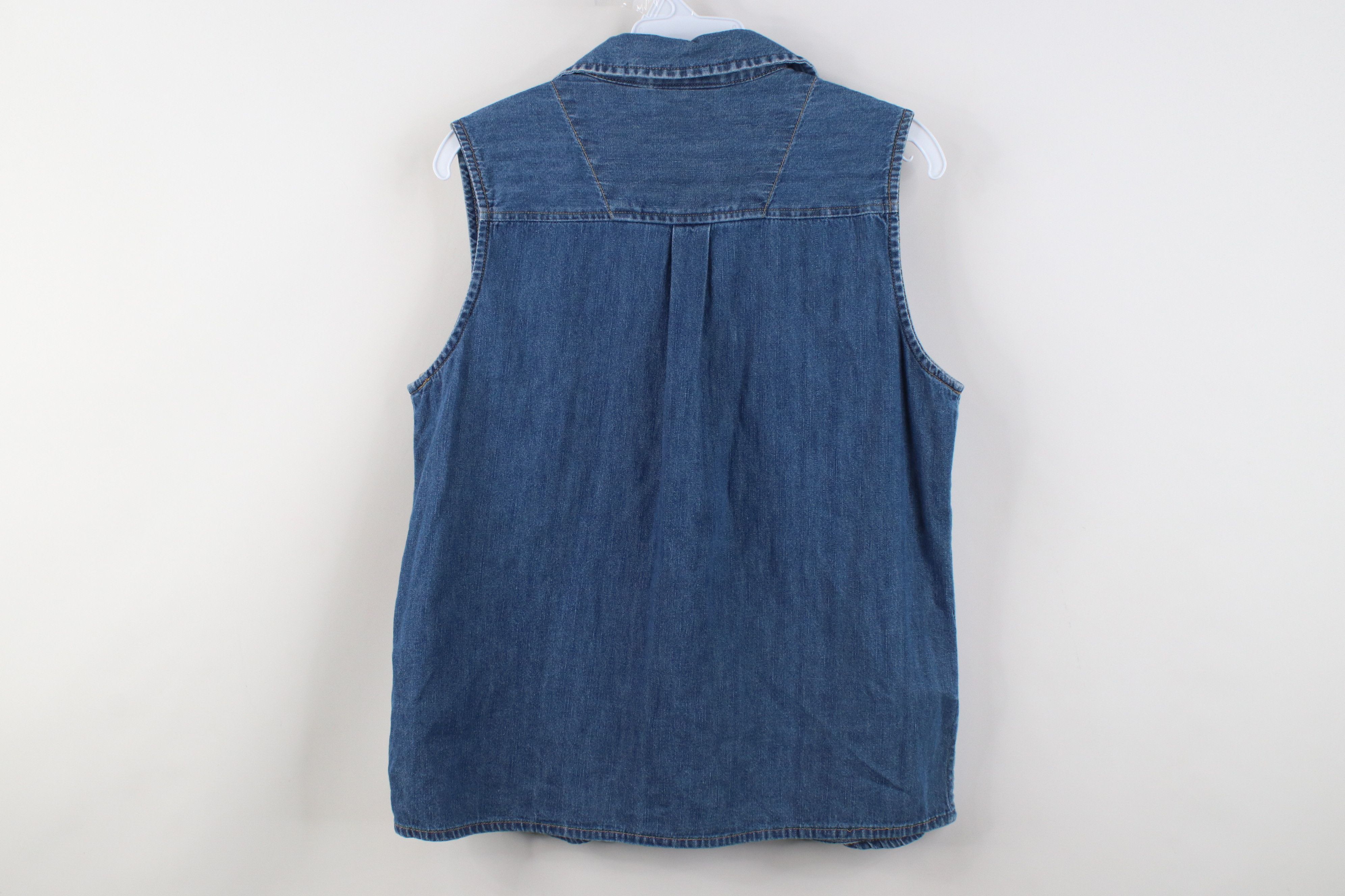 Vintage Vintage 90s Babydoll Full Zip Denim Jean Vest Jacket Size M / US 6-8 / IT 42-44 - 8 Thumbnail
